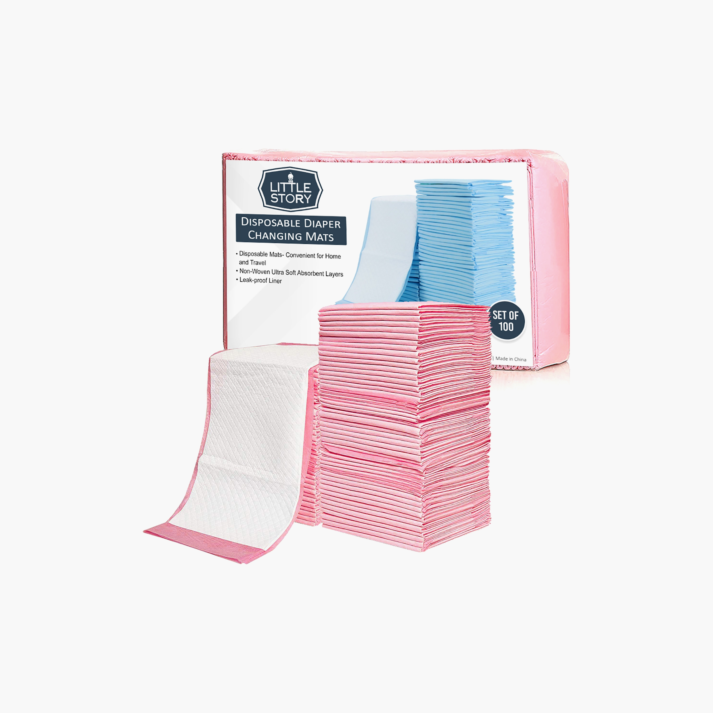 Buy Little Story Disposable Diaper Changing Mats Pack Of 100 Piece Pink for Babies Online in Kuwait Centrepoint