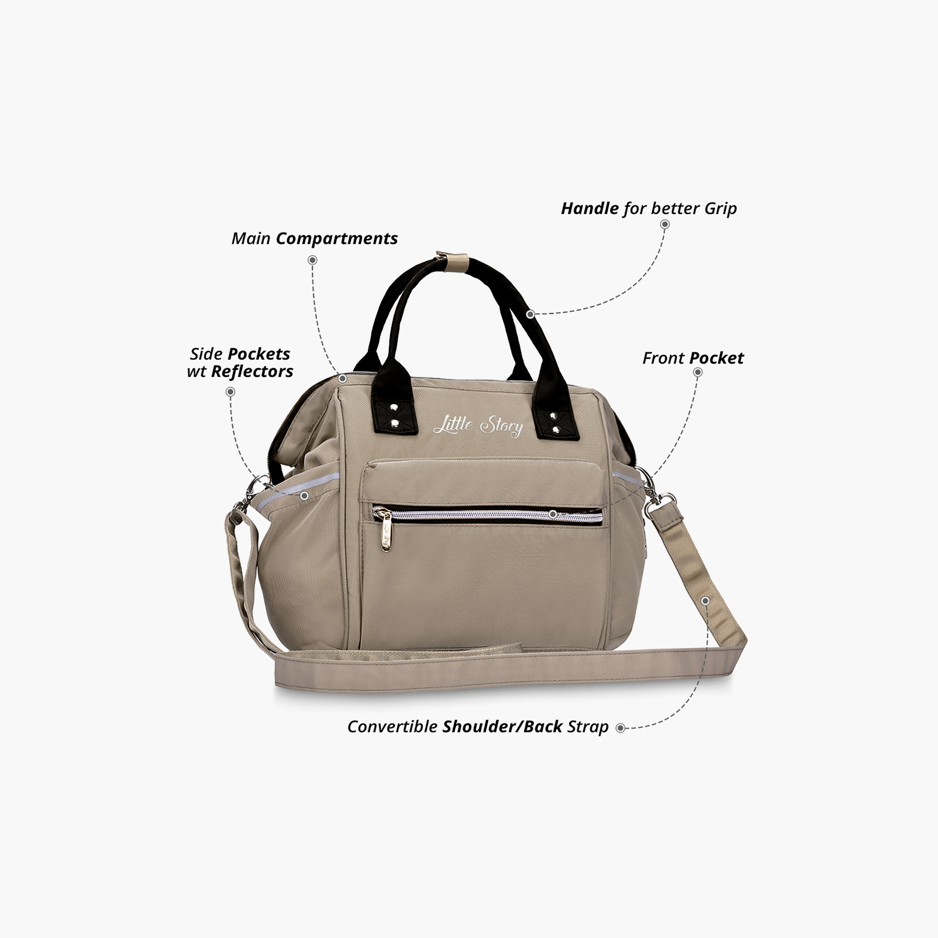 Little Story Ace Diaper Bag, Beige-baby-diapering-diaperbags-image-3