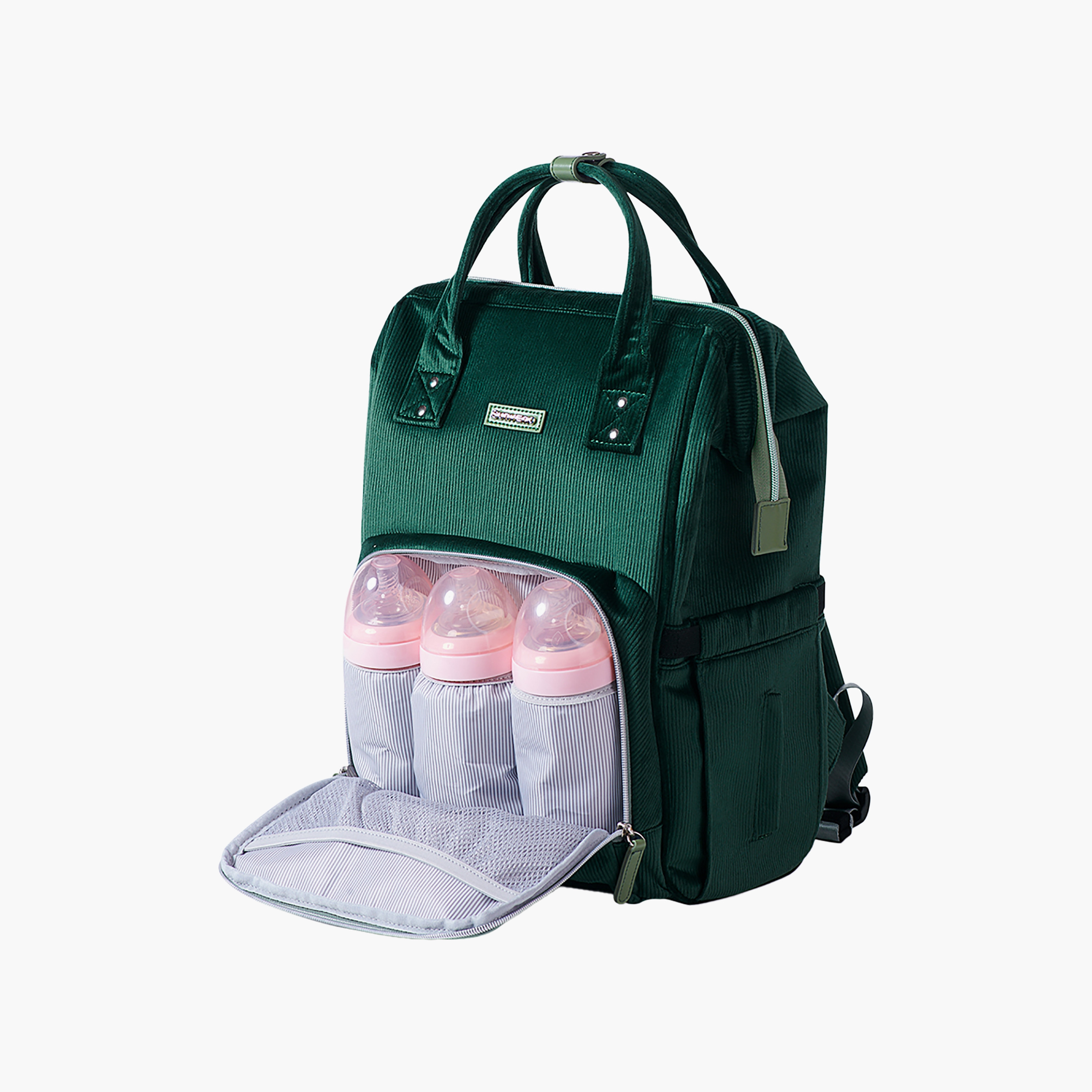 شنطة حفاضات سادة كوردروي من صنفينو-baby-gear-diaperbags-image-1