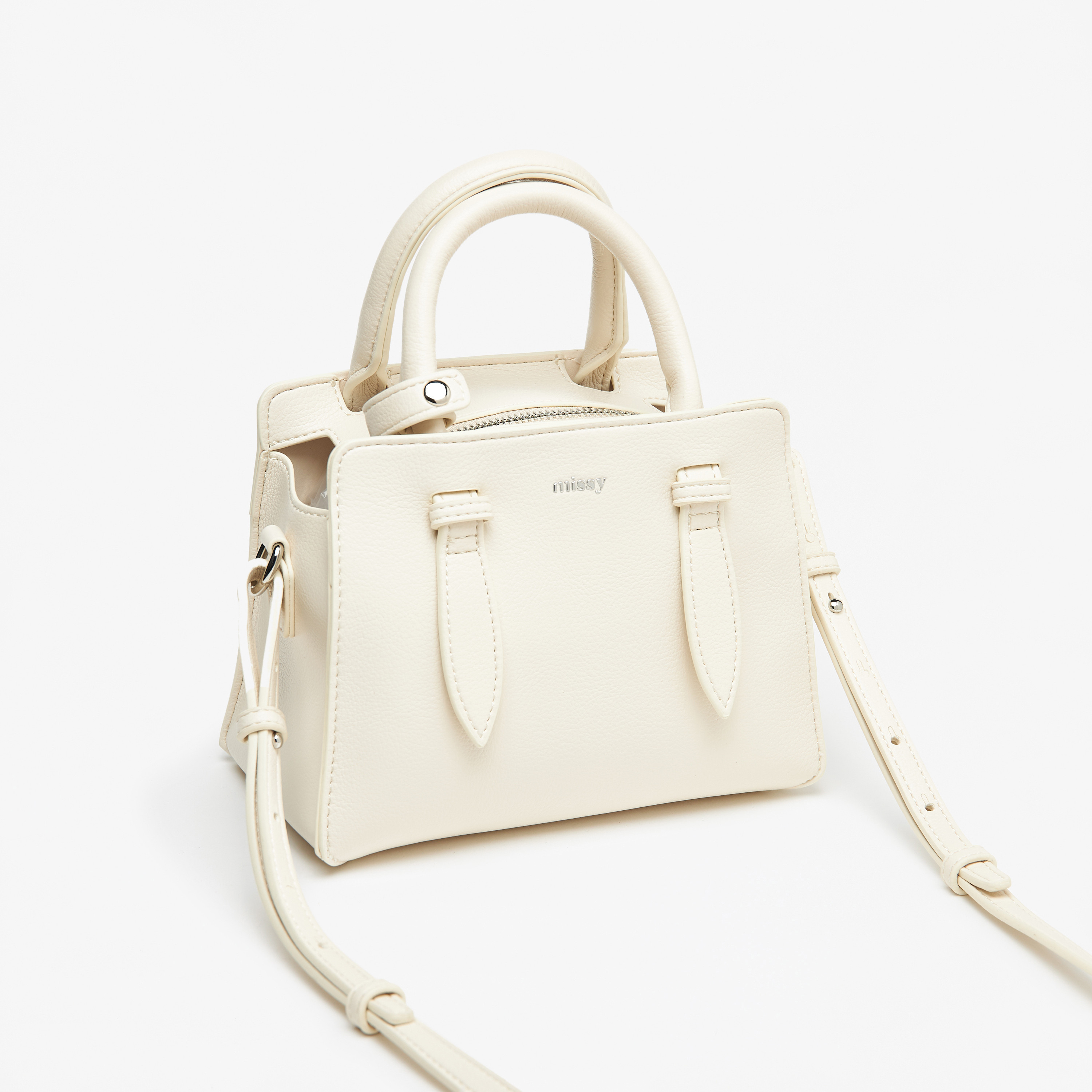 Missy Solid Tote Bag with Zip Closure and Double Handles-women-bagsandwallets-handbags-image-6