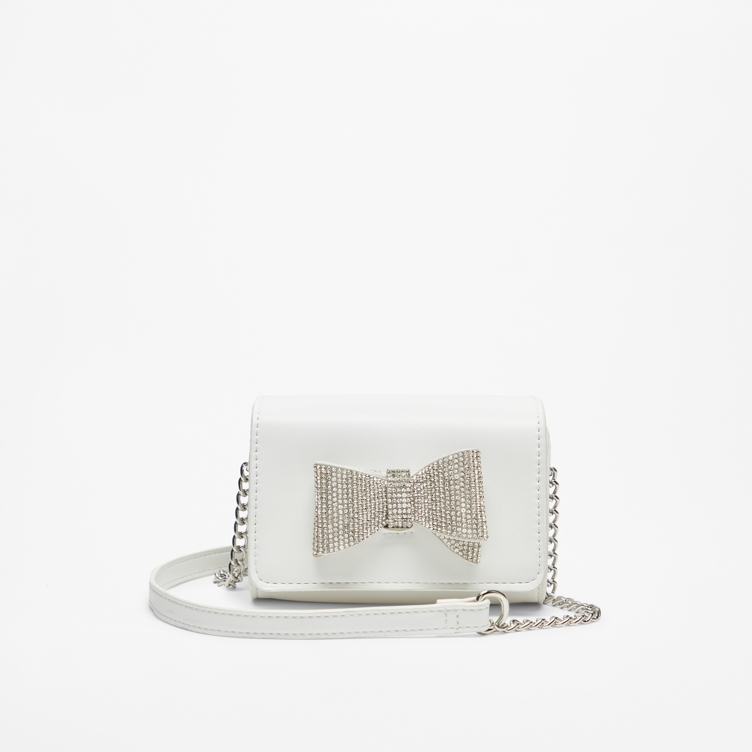 Celeste Bow Embellished Crossbody Bag with Chain Strap