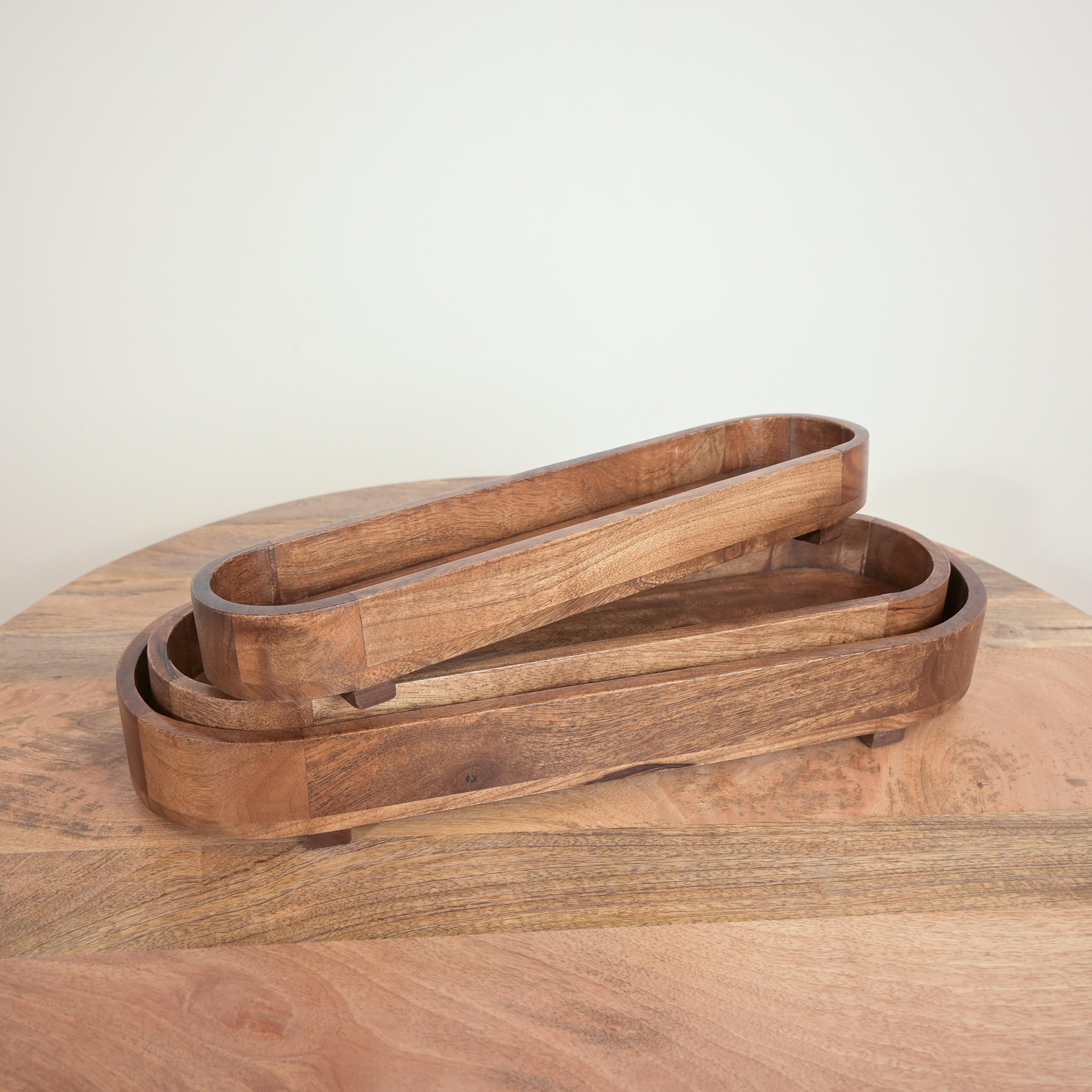Home Carving Wooden Oval Serving Tray - 54x6 cms-household-dining-serveware-servingtrays-image-5