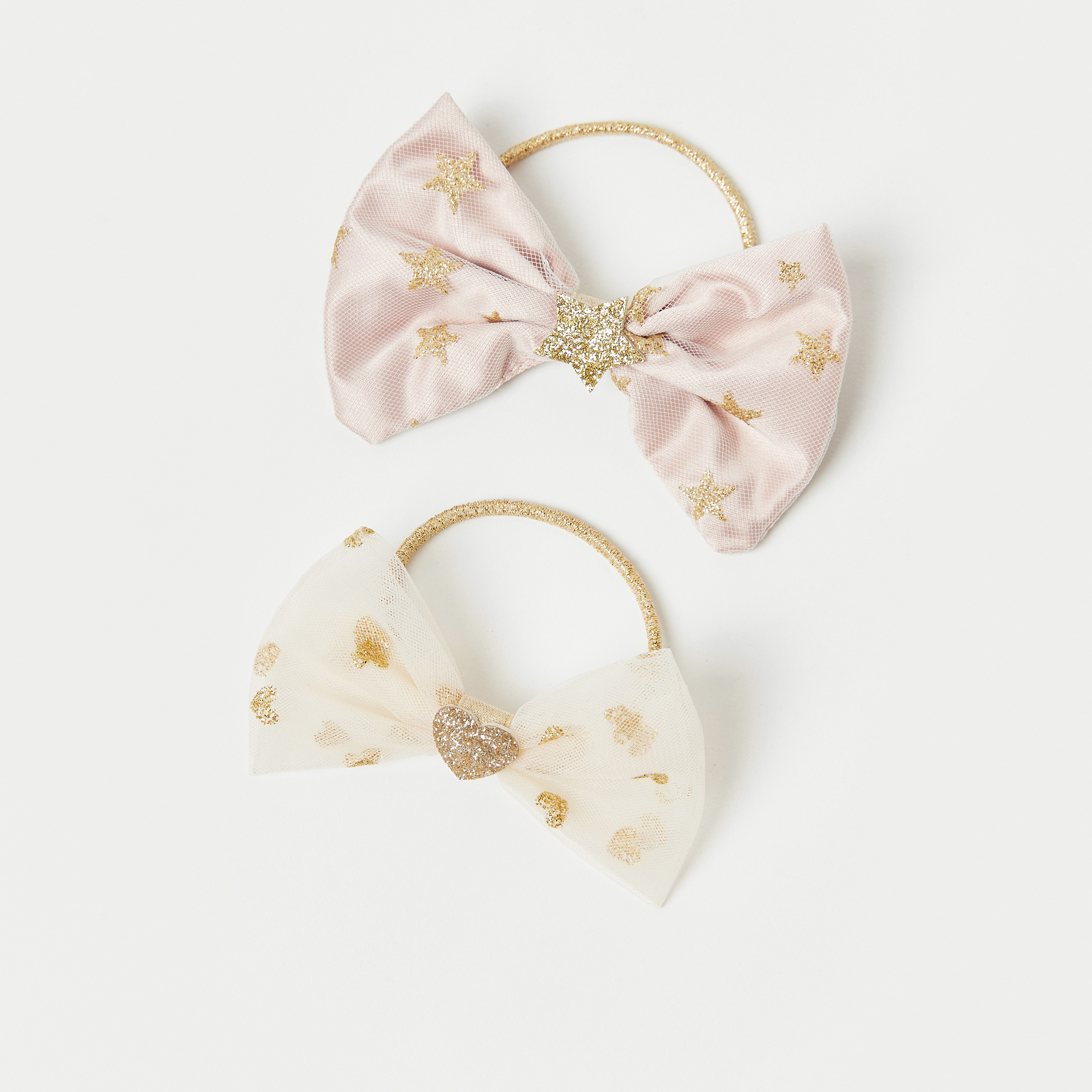 ربطات شعر بفيونكة مزينة من تشارمز - طقم من قطعتين-girls-accessories-hairaccessories-image-1