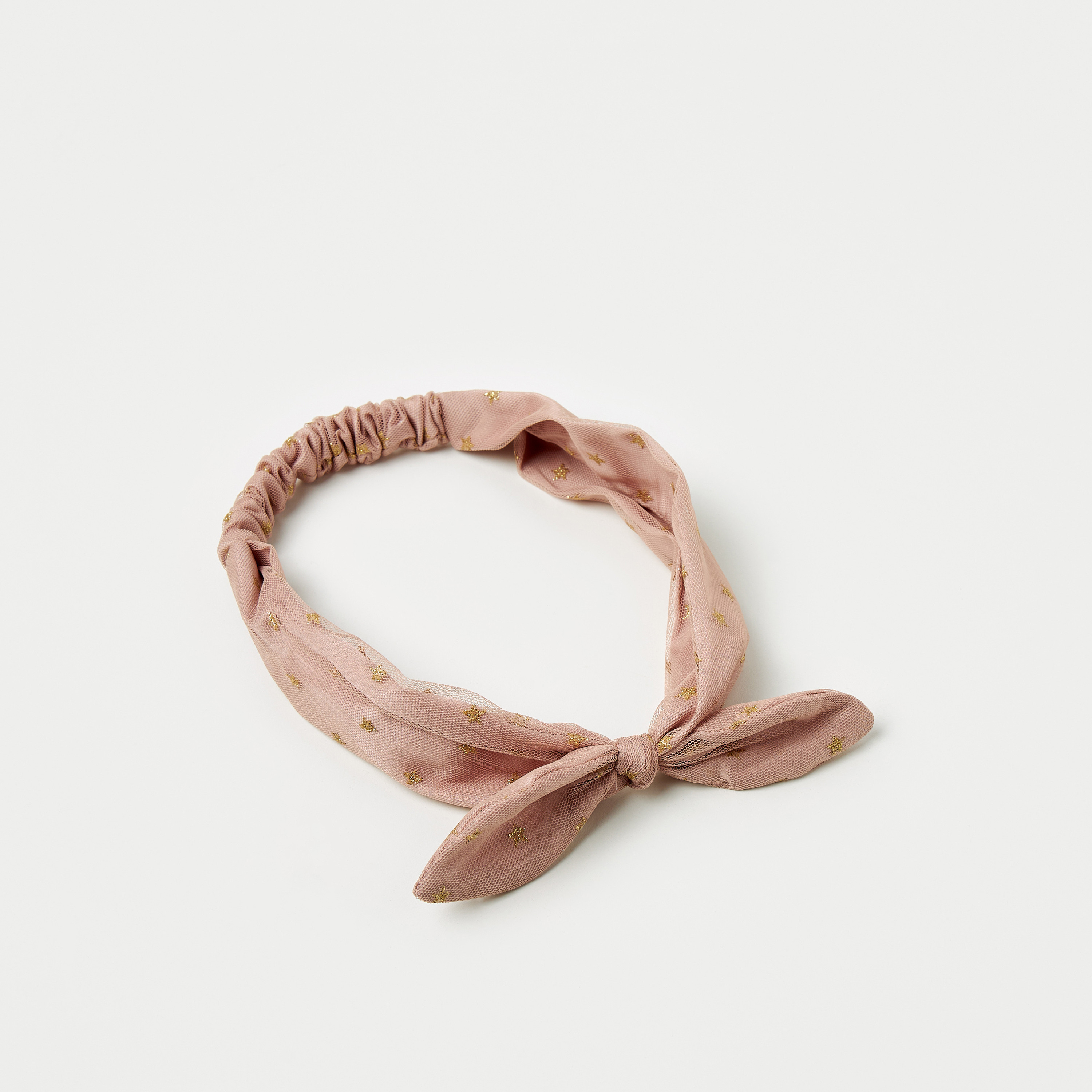 Charmz Star Glitter Print Elasticated Headband with Bow Detail-girls-accessories-hairaccessories-image-1