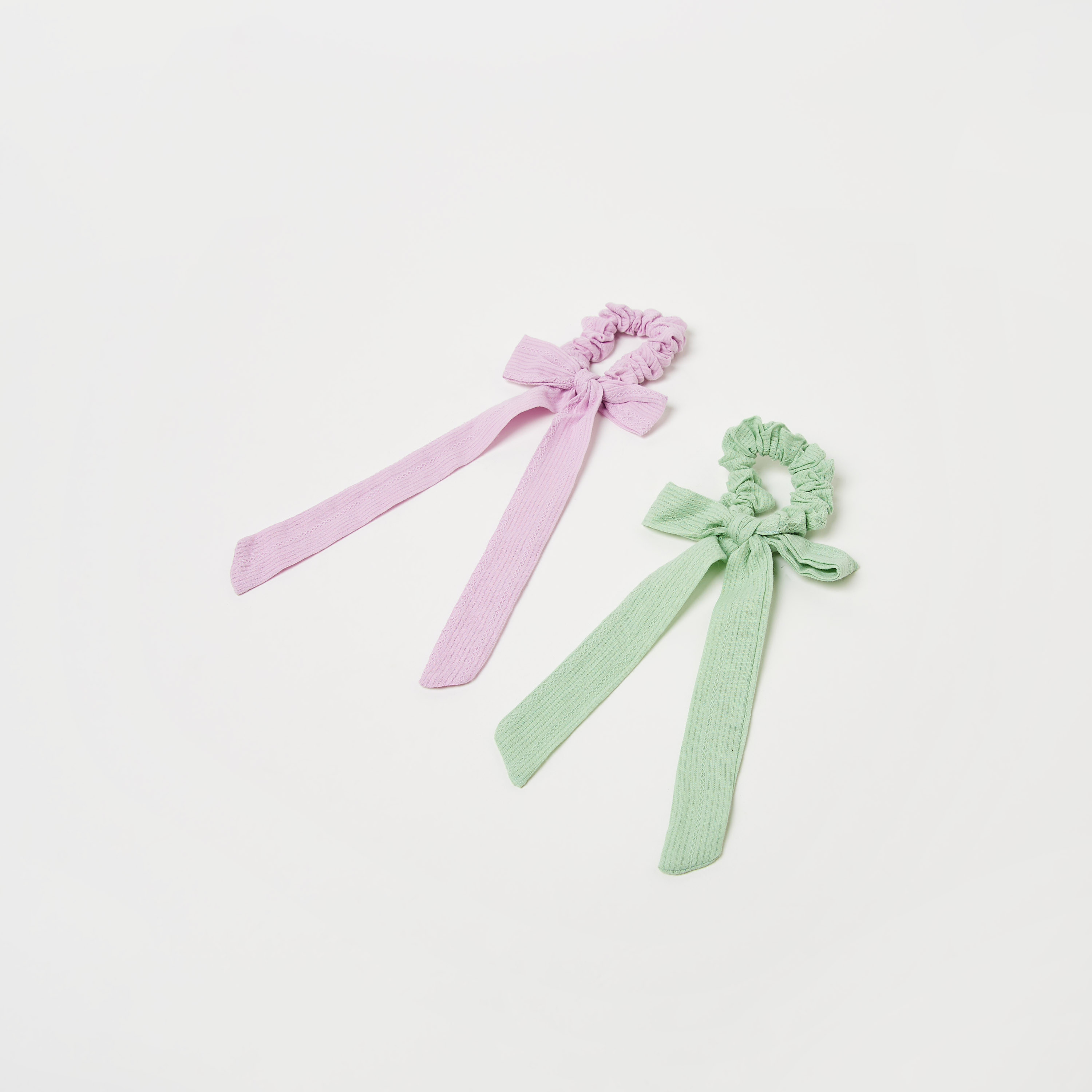 Charmz Bow Accent Scarf Hair Scrunchie - Set of 2-baby-girls-accessories-hairaccessories-image-1