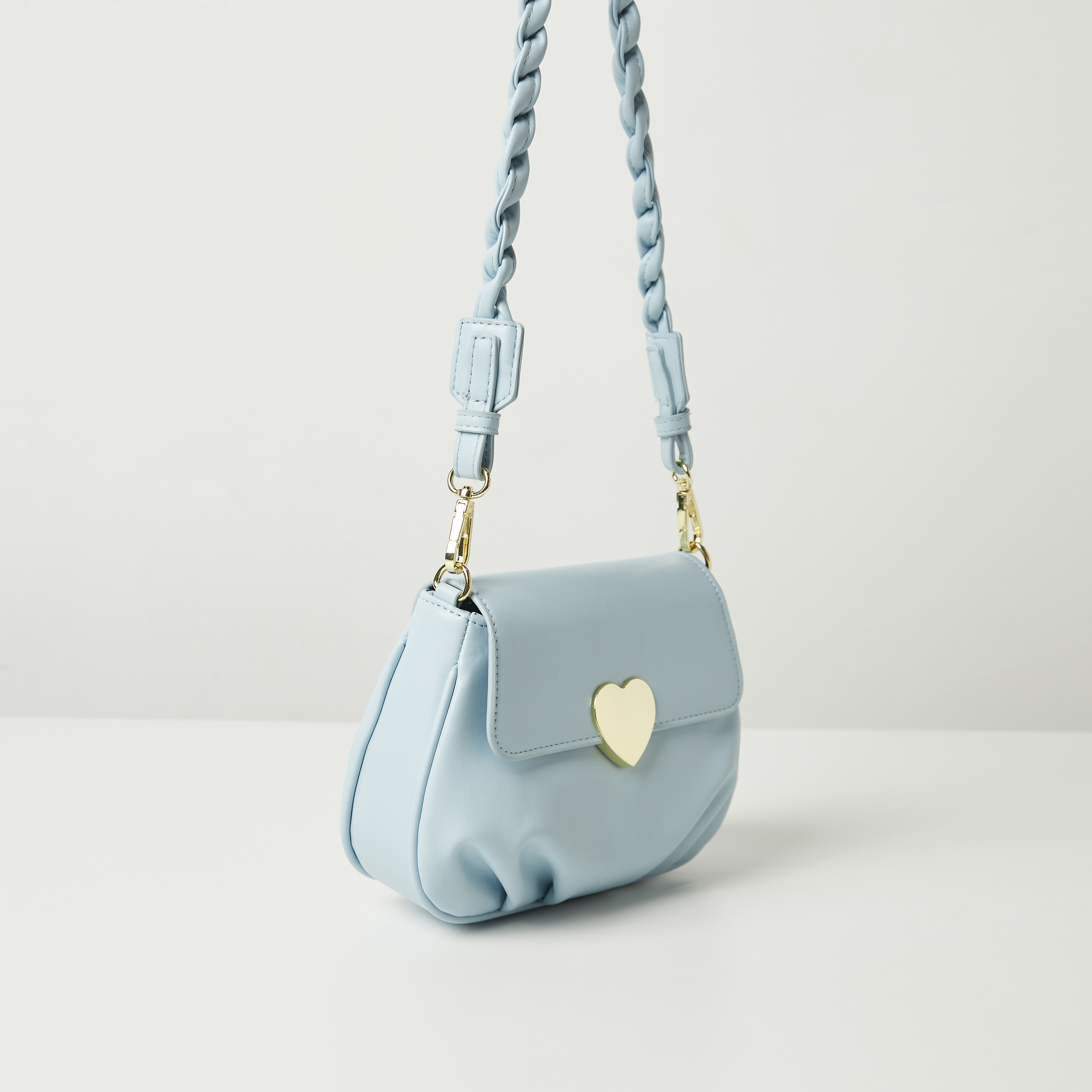 Charmz Solid Shoulder Bag with Heart Accent and Braided Strap-girls-accessories-bags-image-2