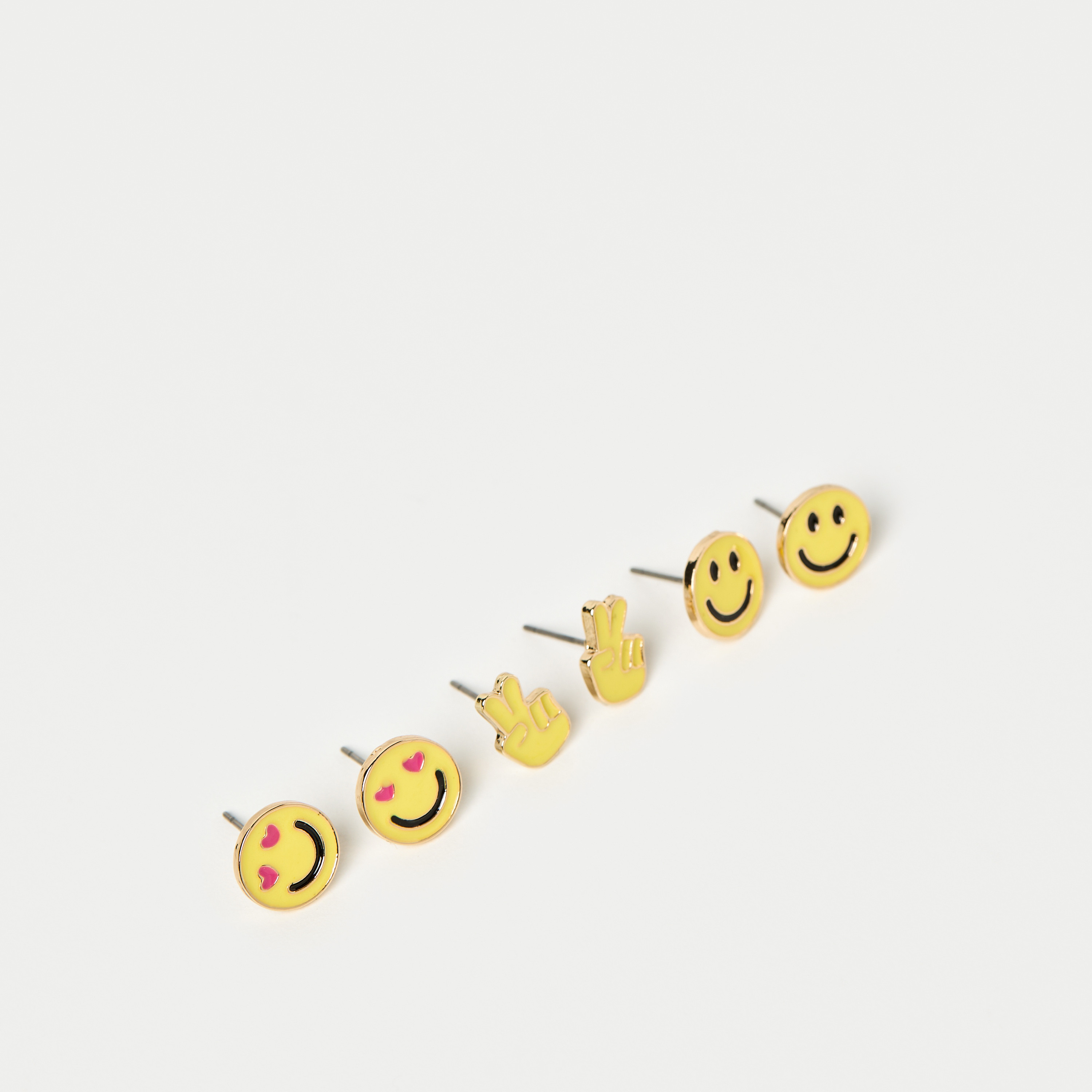 Charmz Smiley Accent Stud Earrings - Set of 3-girls-accessories-jewellery-image-2