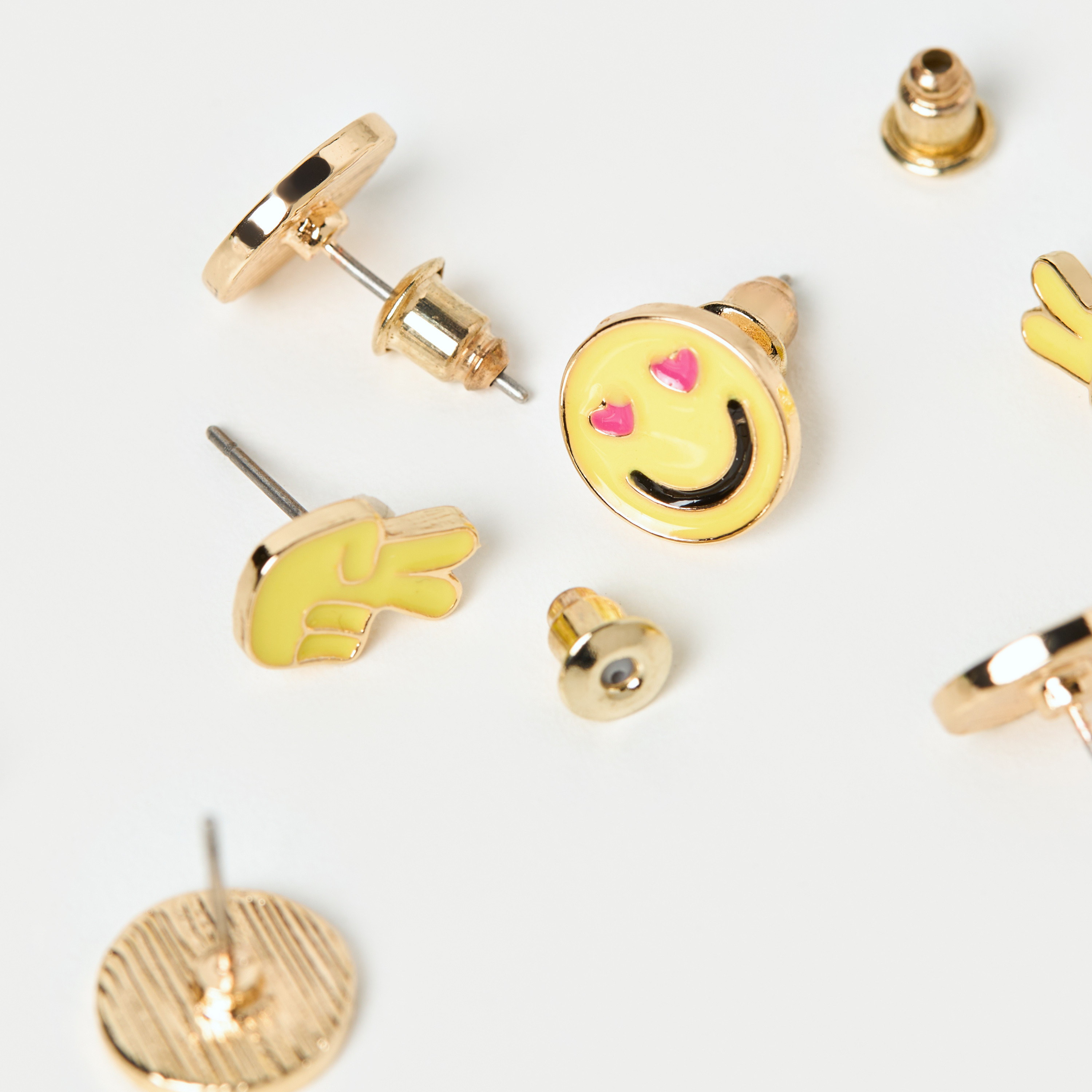 Charmz Smiley Accent Stud Earrings - Set of 3-girls-accessories-jewellery-image-3