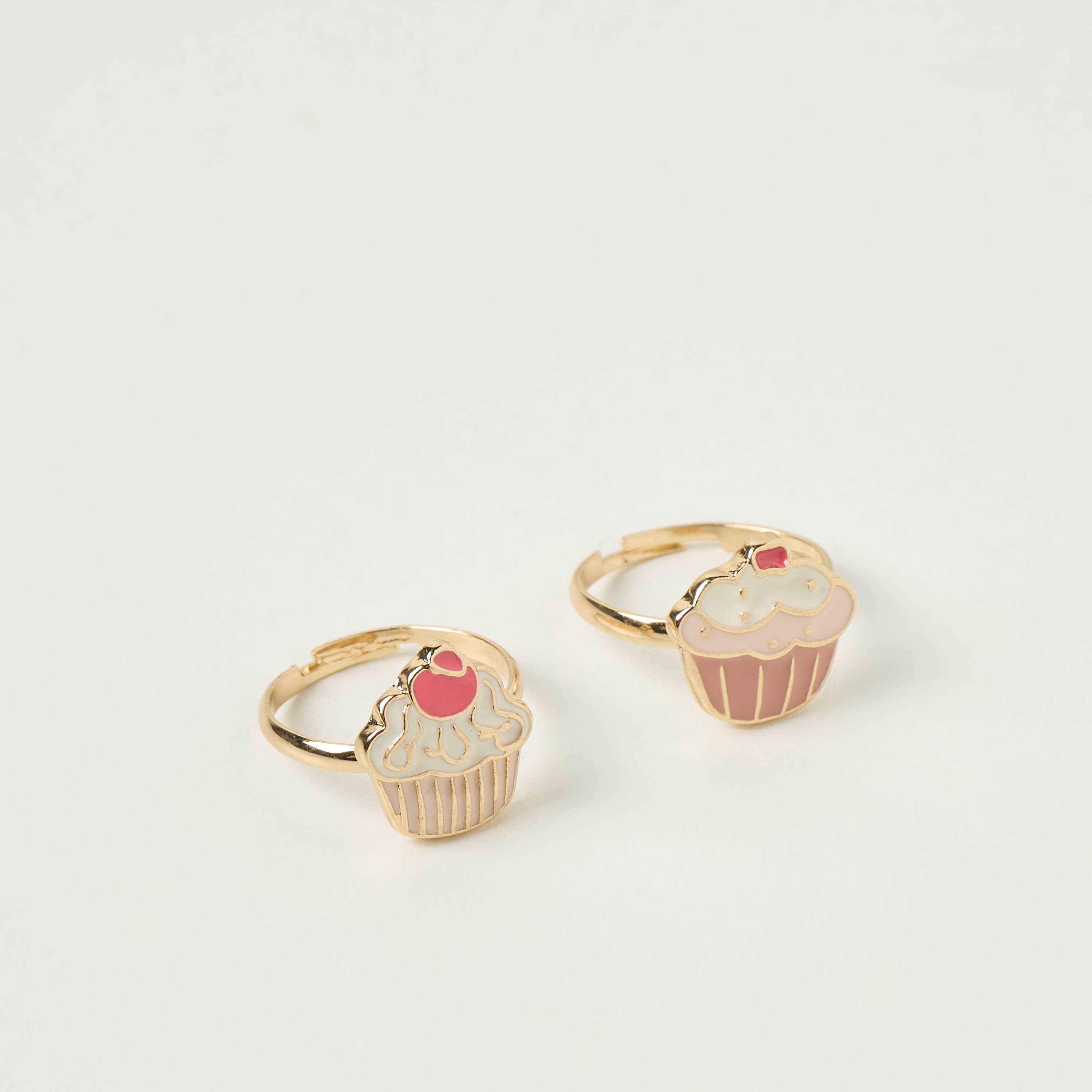 خواتم قابلة للتعديل بزينة كب كيك من تشارمز- طقم من قطعتين-girls-accessories-jewellery-image-1