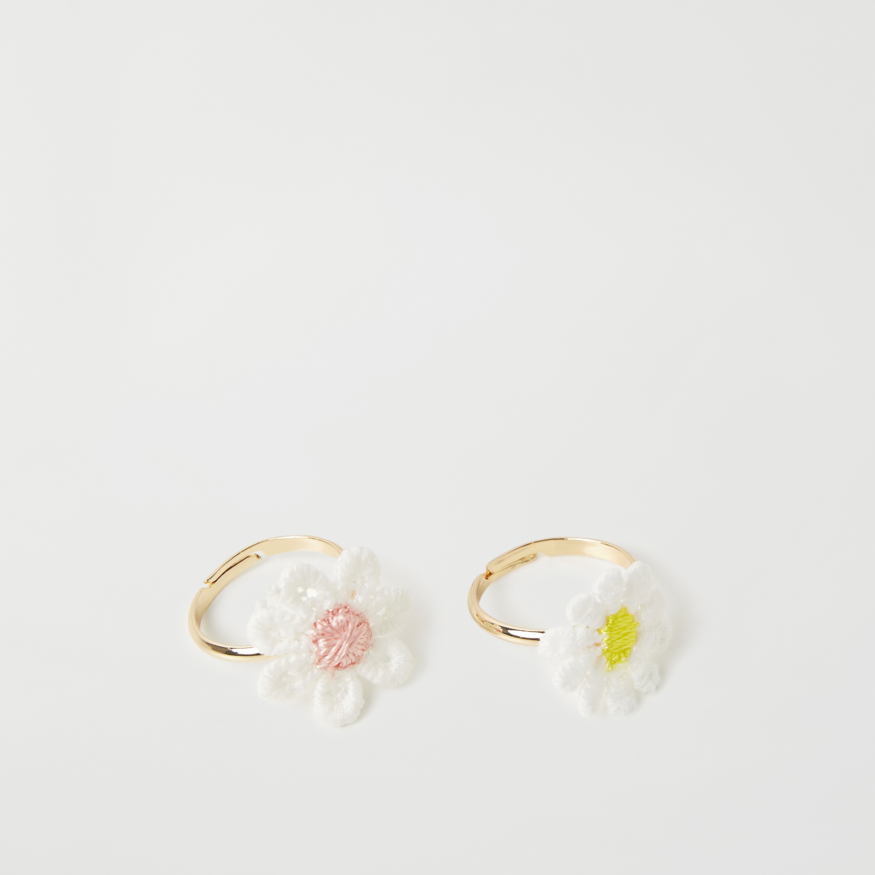 خواتم بتزيينات زهرية من تشارمز - طقم من قطعتين-girls-accessories-jewellery-image-1