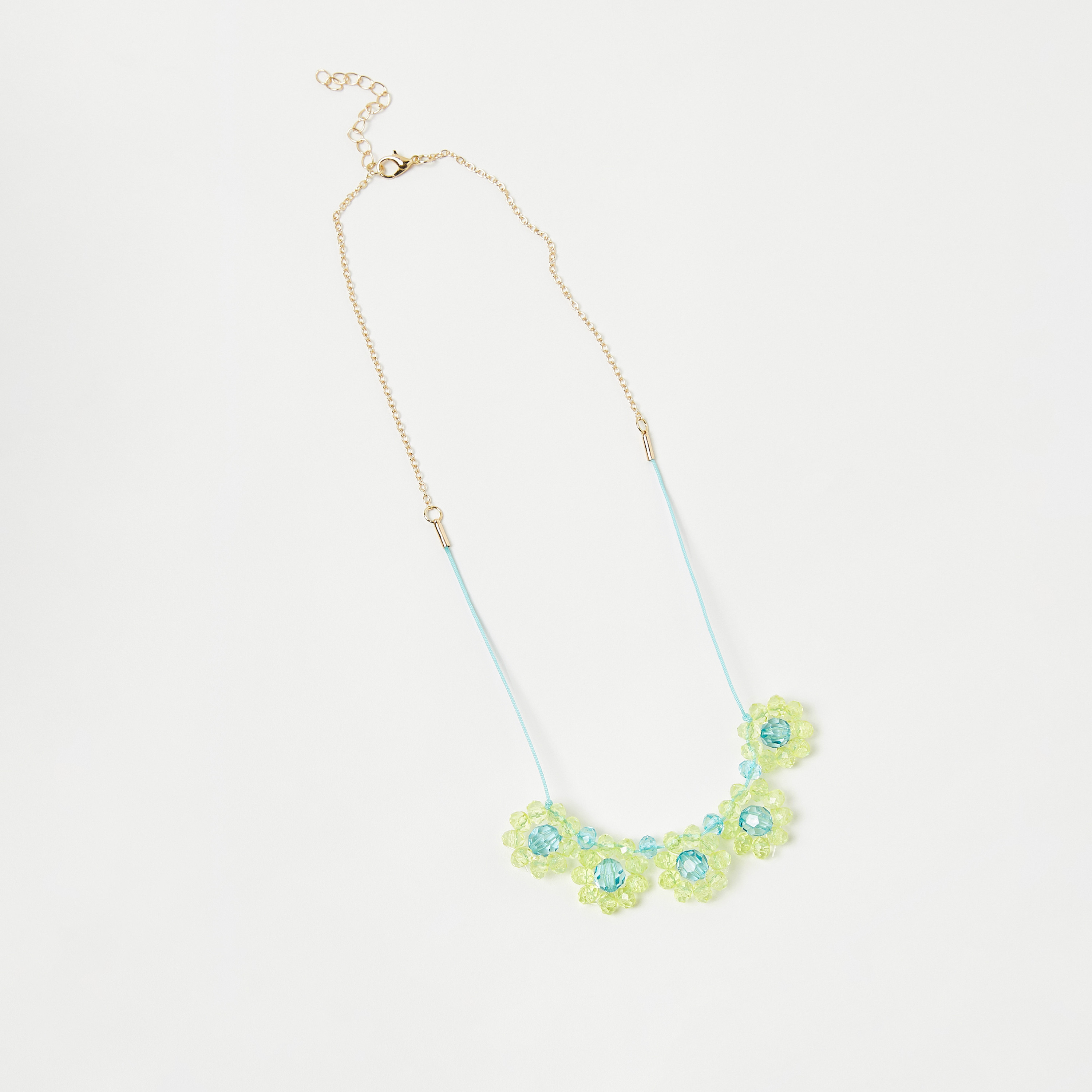 Charmz Floral Beaded Pendant Necklace with Lobster Clasp Closure-girls-accessories-jewellery-image-1