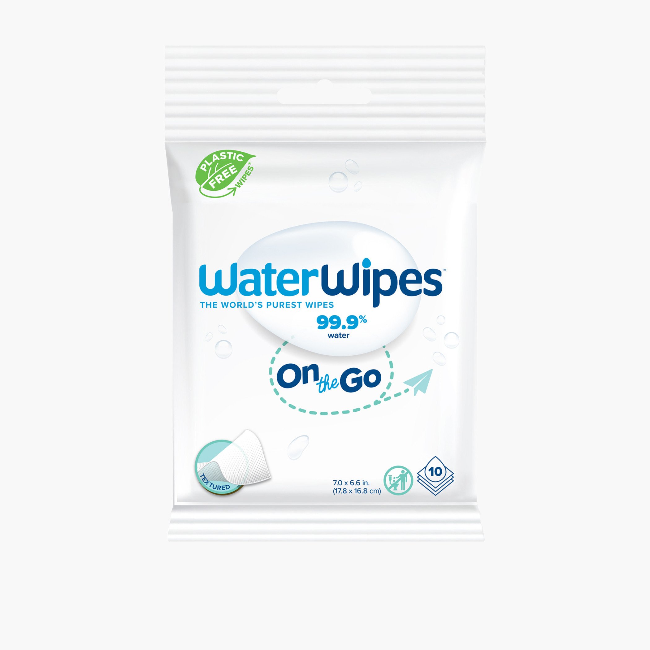 WaterWipes On-the-Go Plastic Free Wipes - 10 Sheets-baby-diapering-babywipes-image-1