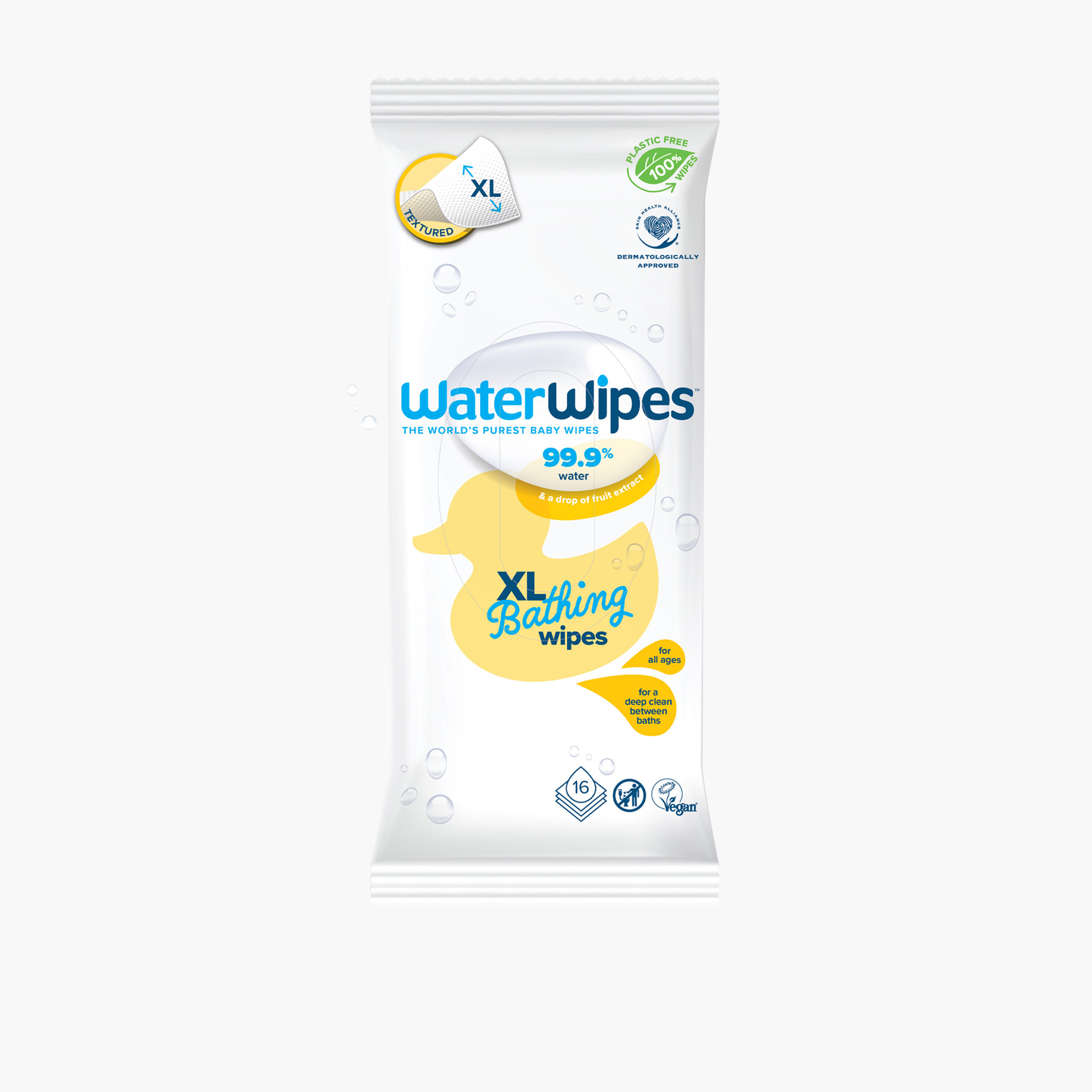 مناديل مبللة للاستحمام خالية من البلاستيك من ووتر وايبس - 16 منديل-baby-diapering-babywipes-image-1