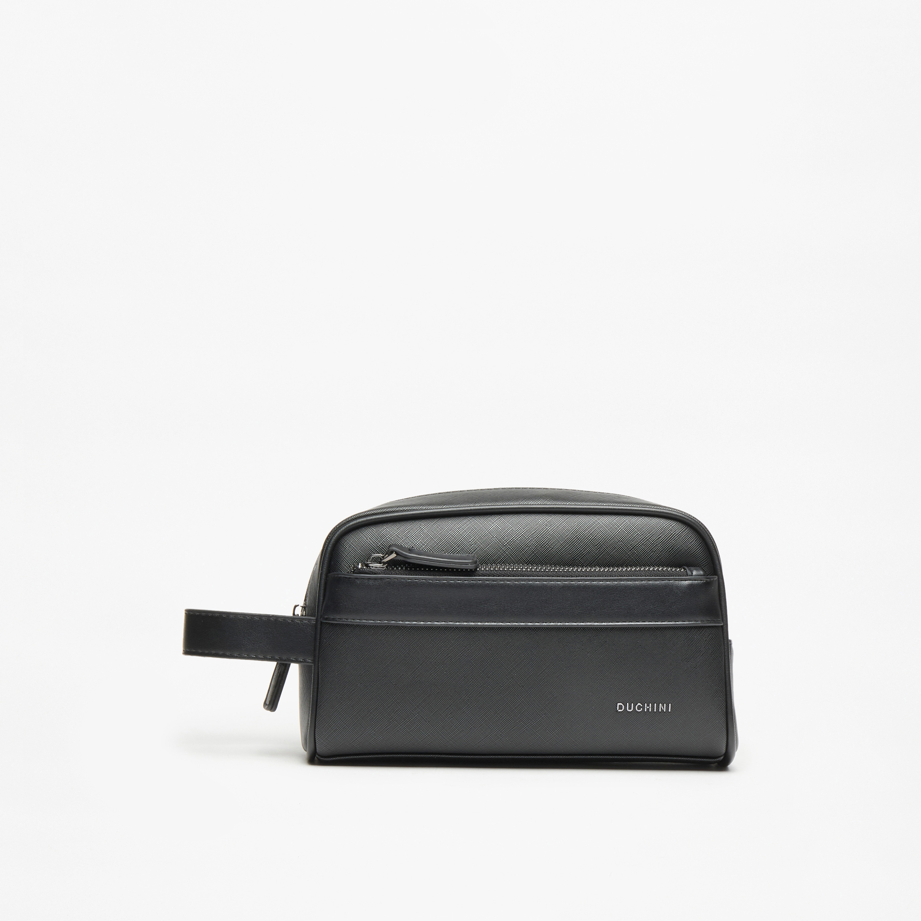 Duchini Textured Pouch with Zip Closure-men-bags-image-1