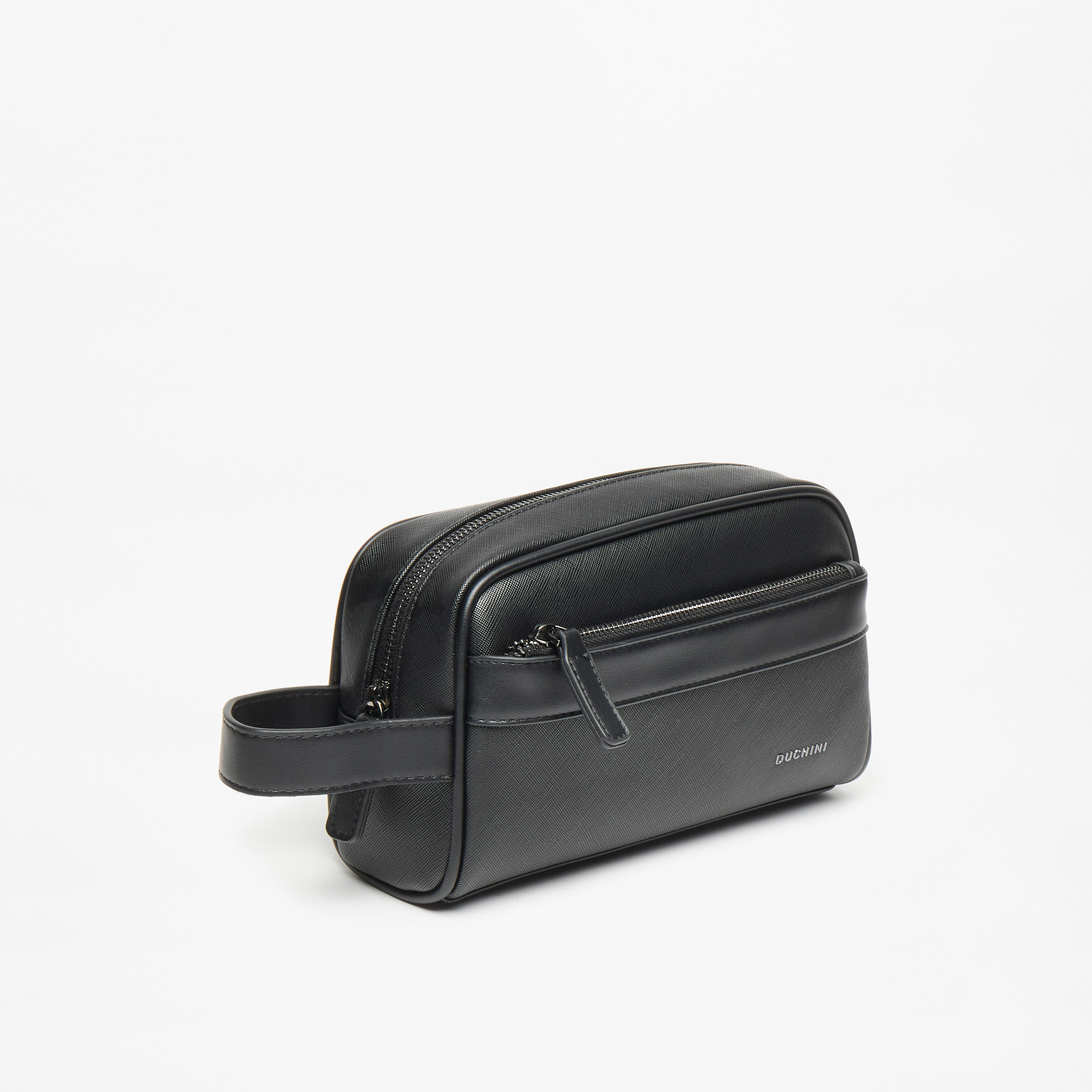Duchini Textured Pouch with Zip Closure-men-bags-image-3