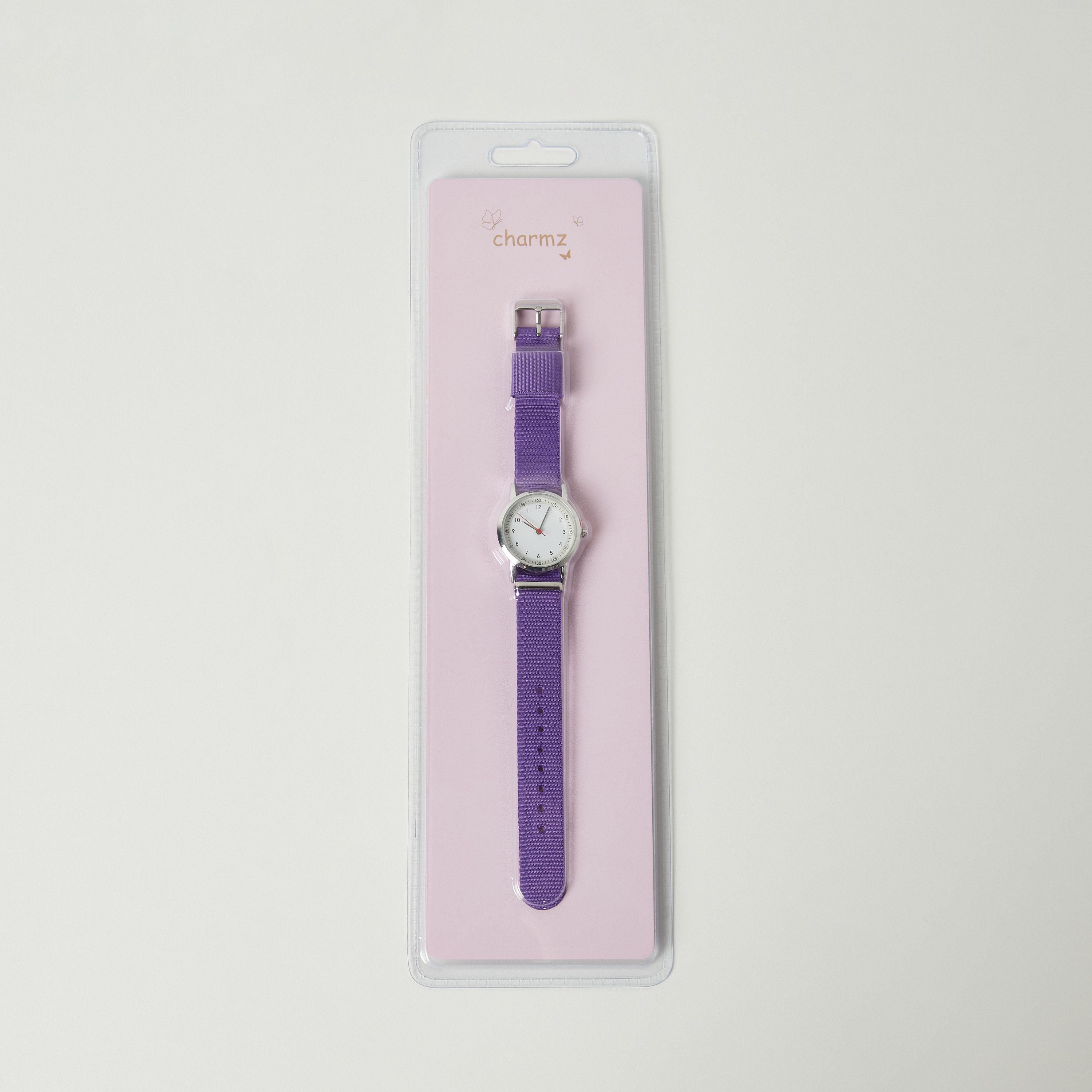 ساعة يد تناظرية بقرص مستدير وحزام بارز الملمس من تشارمز-girls-accessories-watches-image-5