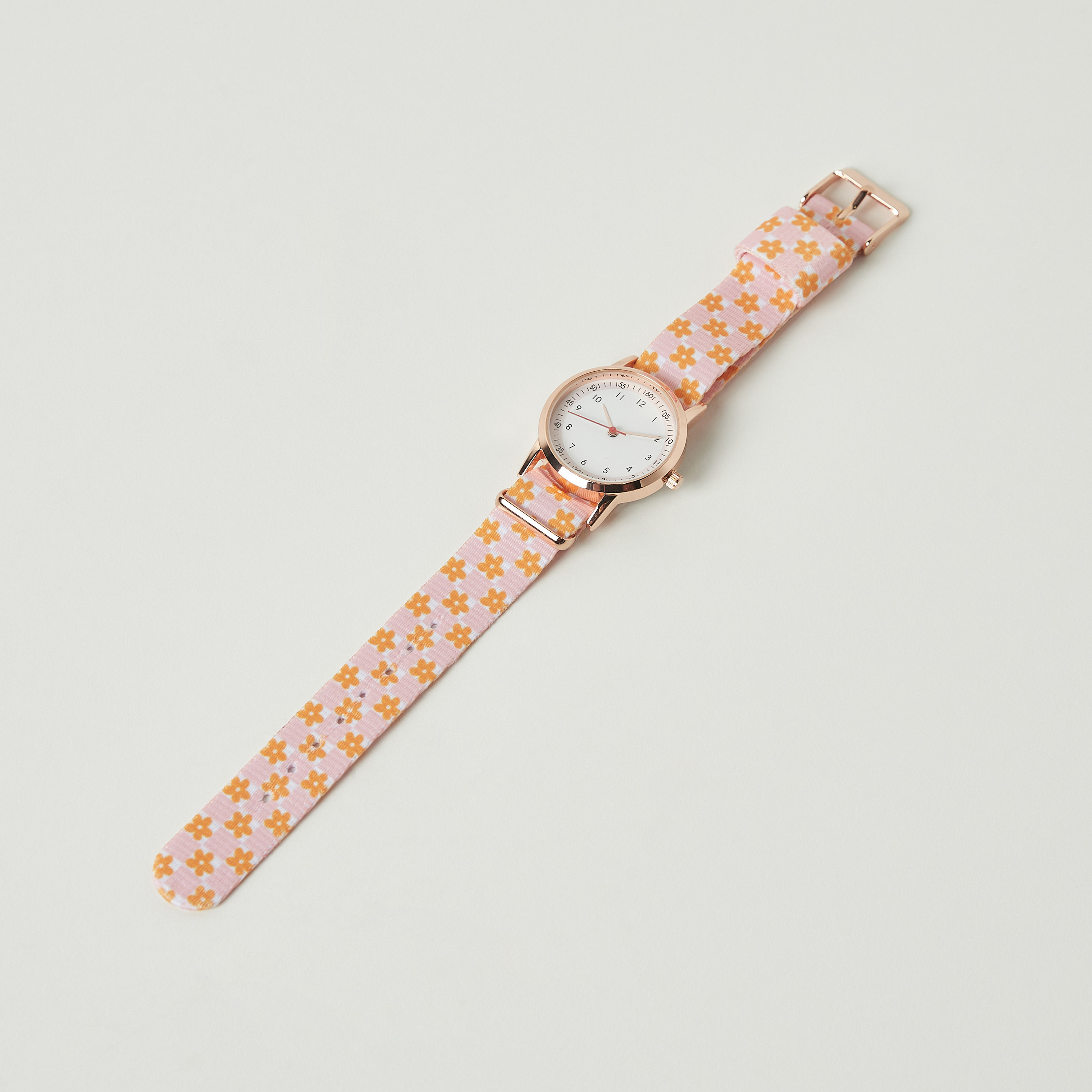 ساعة يد تناظرية بقرص مستدير مع أحزمة بطبعات أزهار من تشارمز-girls-accessories-watches-image-1