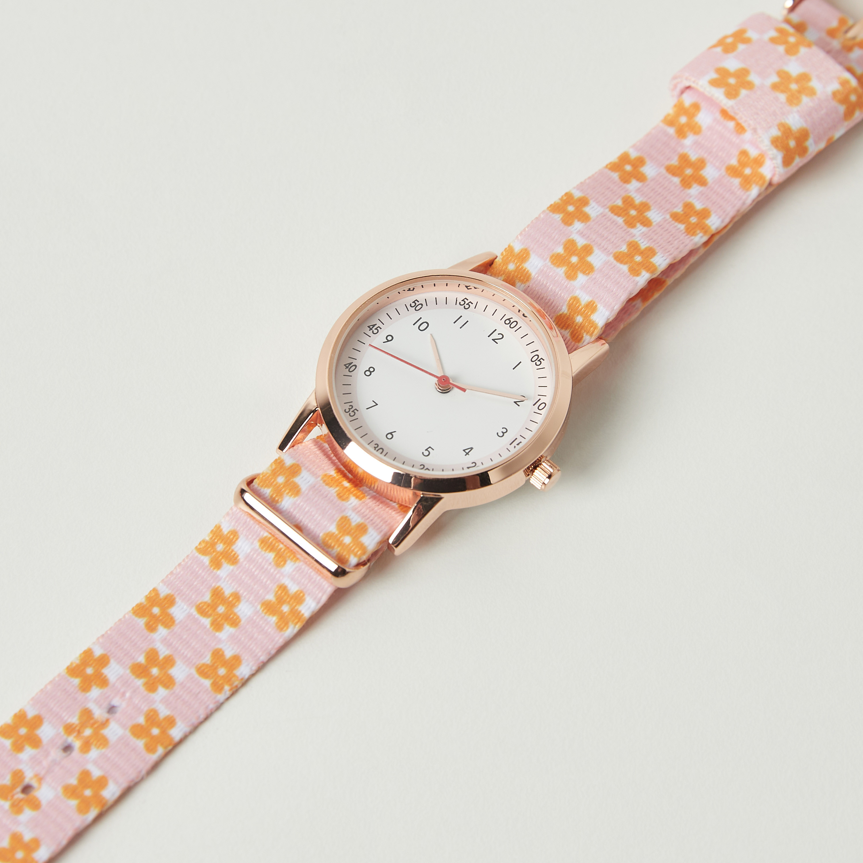 ساعة يد تناظرية بقرص مستدير مع أحزمة بطبعات أزهار من تشارمز-girls-accessories-watches-image-2