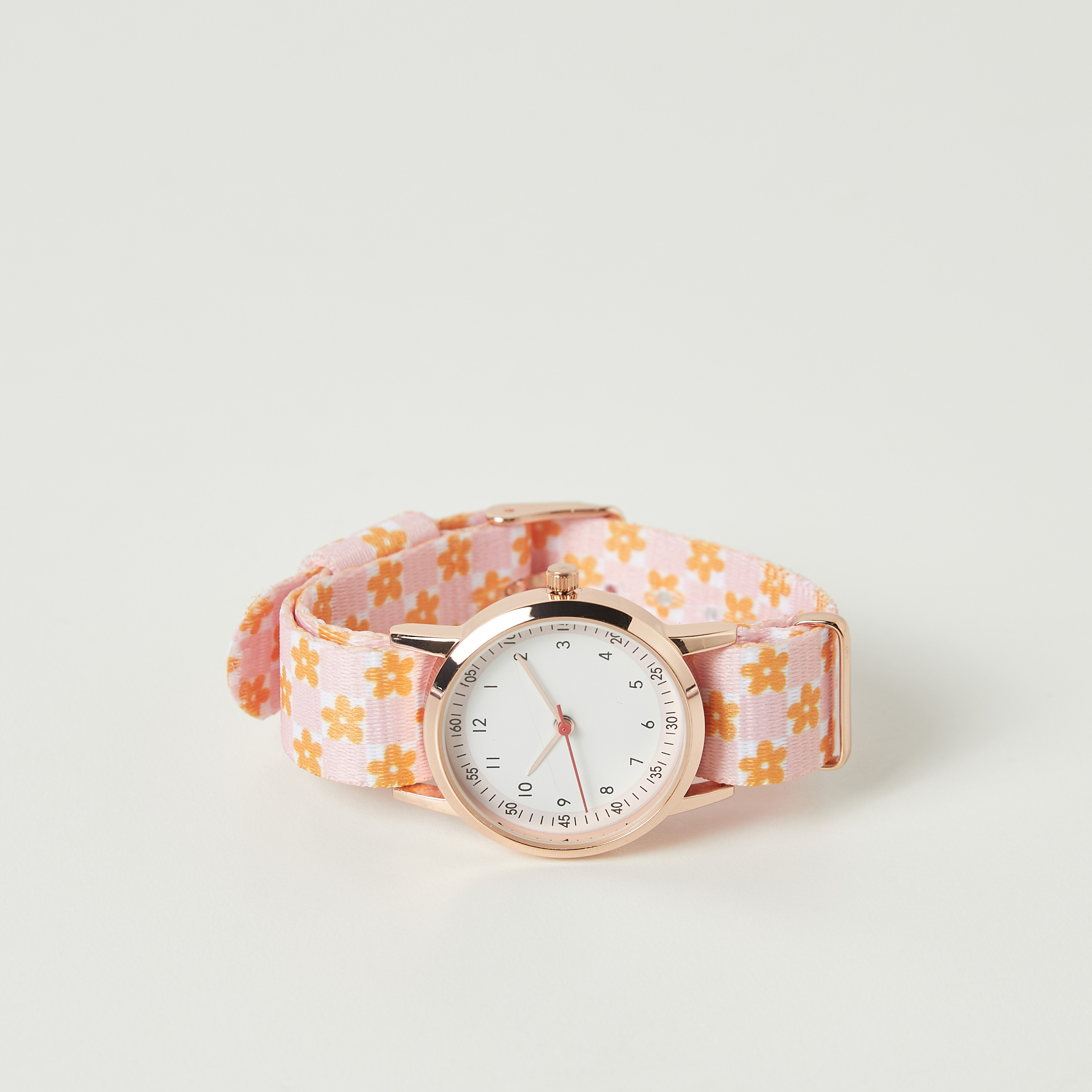 ساعة يد تناظرية بقرص مستدير مع أحزمة بطبعات أزهار من تشارمز-girls-accessories-watches-image-3