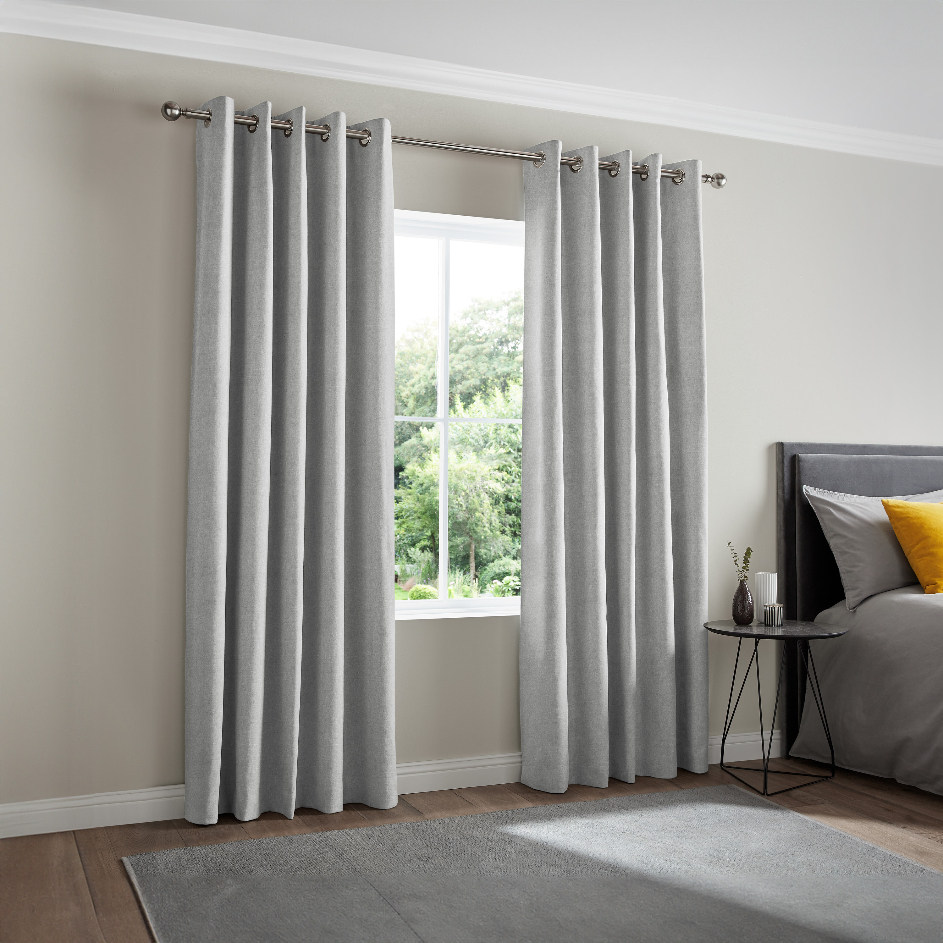 ستارة تصفية الضوء قطعة واحدة بحلقات لون رمادي من تشيلسي - 135x240 سم-household-windows-curtains-image-2