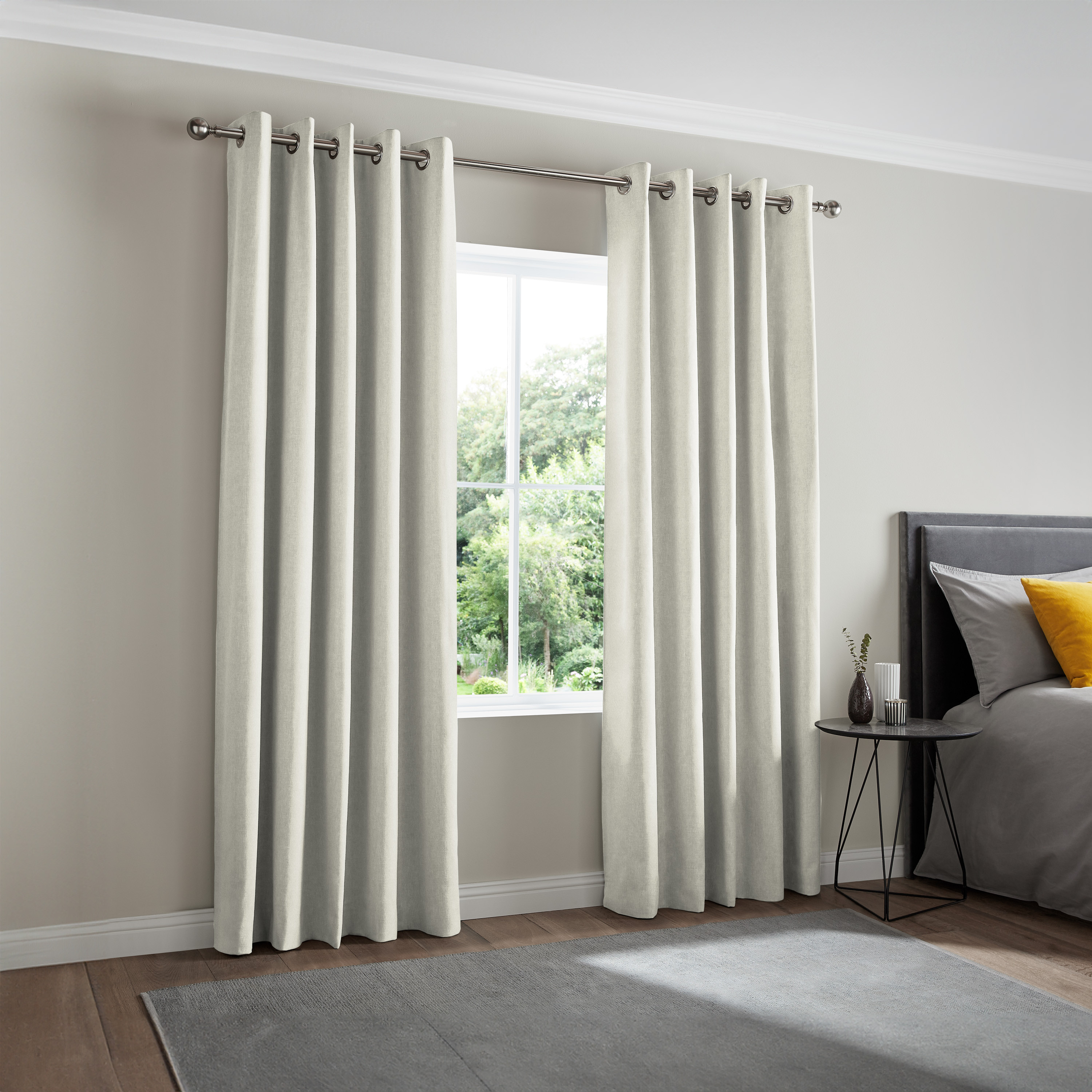 ستارة تصفية الضوء قطعة واحدة بحلقات لون كريمي من تشيلسي - 135x240 سم-household-windows-curtains-image-2