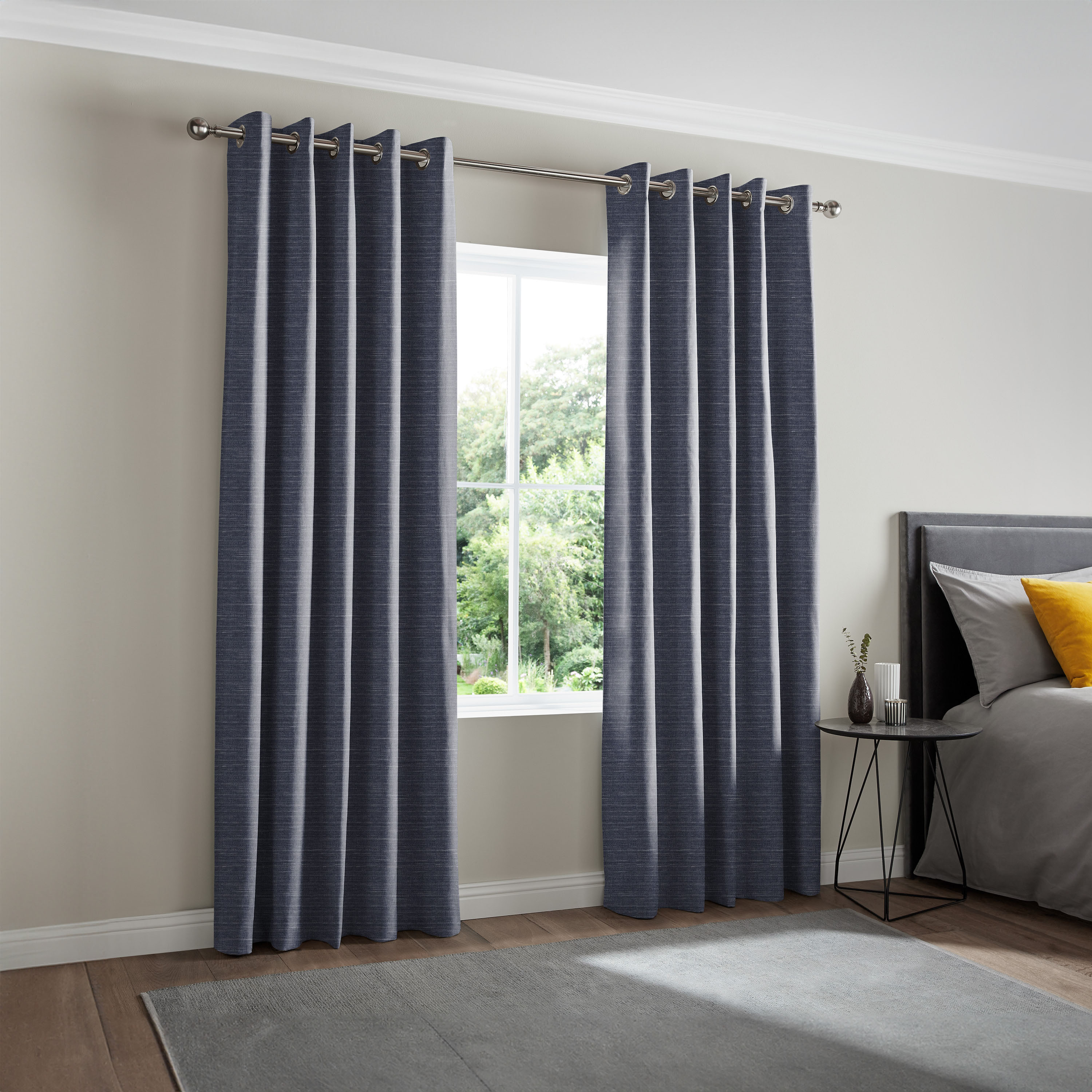 ستارة تصفية الضوء قطعة واحدة بحلقات لون أزرق من بوتر - 135x240 سم-household-windows-curtains-image-2