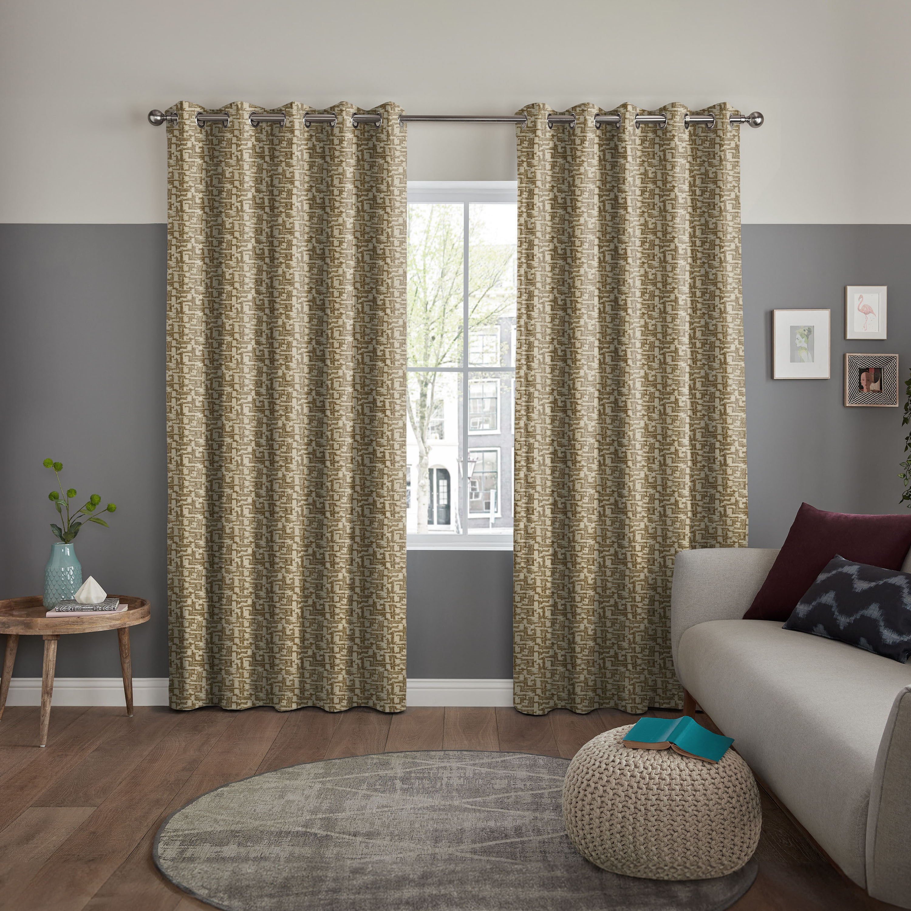 ستارة قطعة واحدة بحلقات لون أصفر من نيلسون - 135x240 سم-household-windows-curtains-image-1