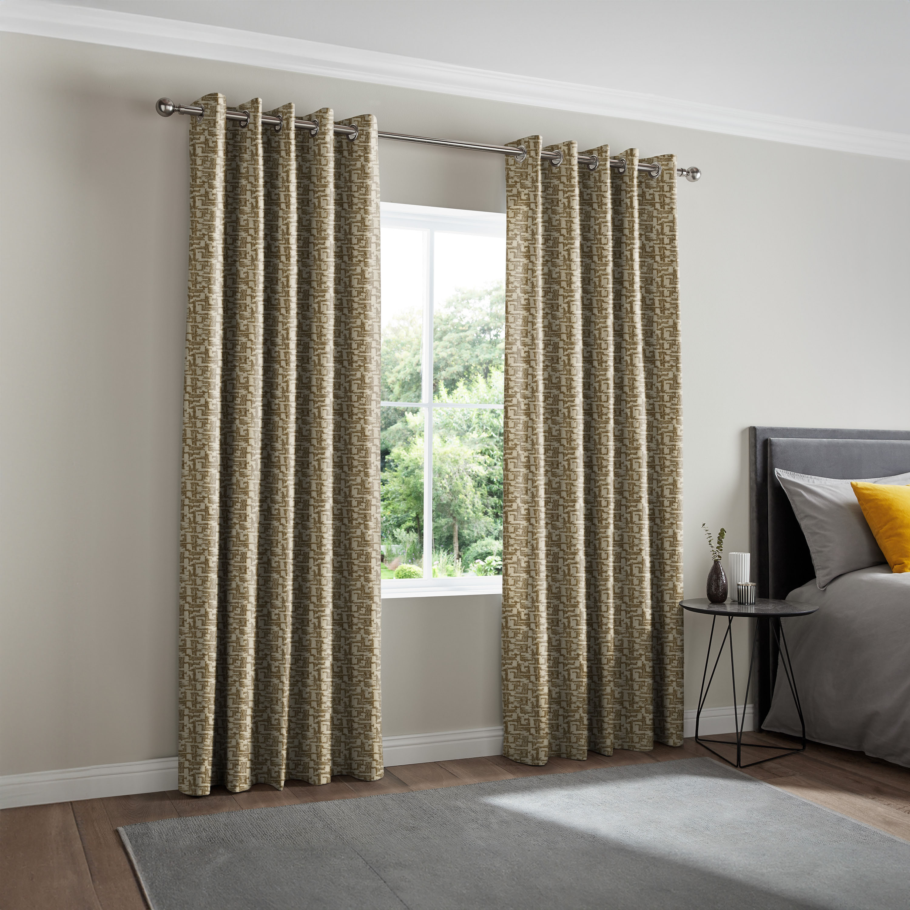 ستارة قطعة واحدة بحلقات لون أصفر من نيلسون - 135x240 سم-household-windows-curtains-image-2