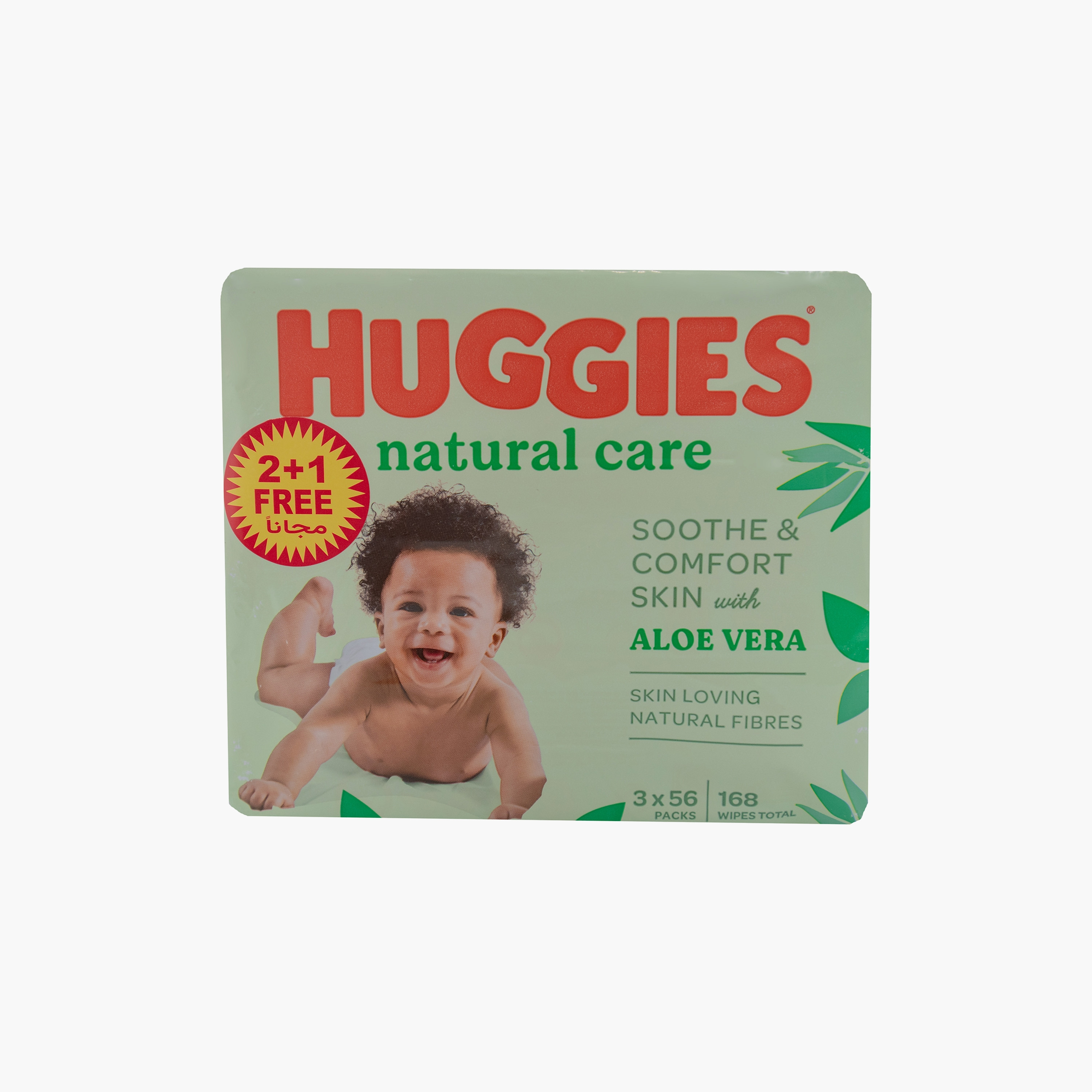 Huggies Pure Natural Care Wipes, Pack of 2 + 1 Free, 168 Wipes-baby-bathandcare-wipes-image-1