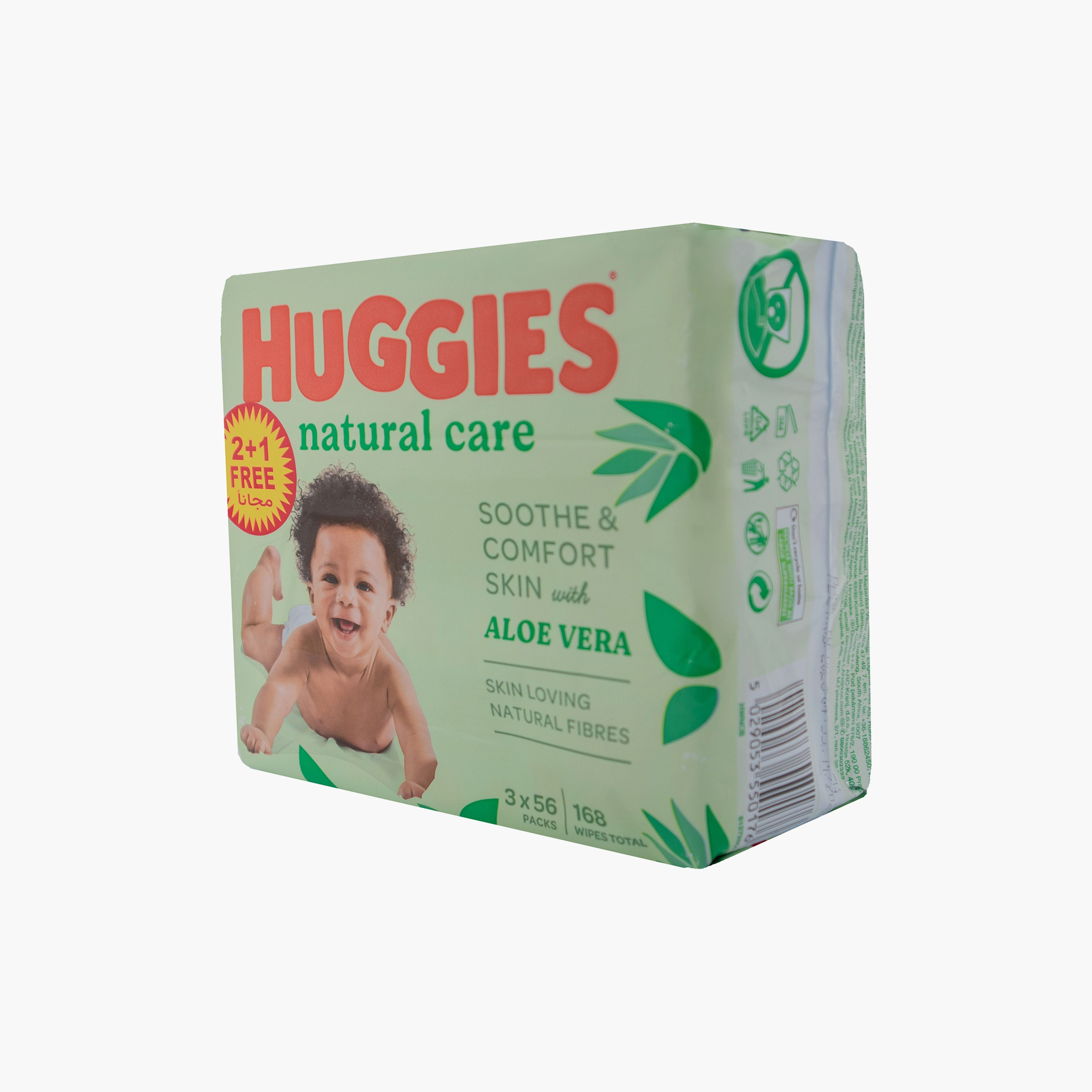 Huggies Pure Natural Care Wipes, Pack of 2 + 1 Free, 168 Wipes-baby-bathandcare-wipes-image-2