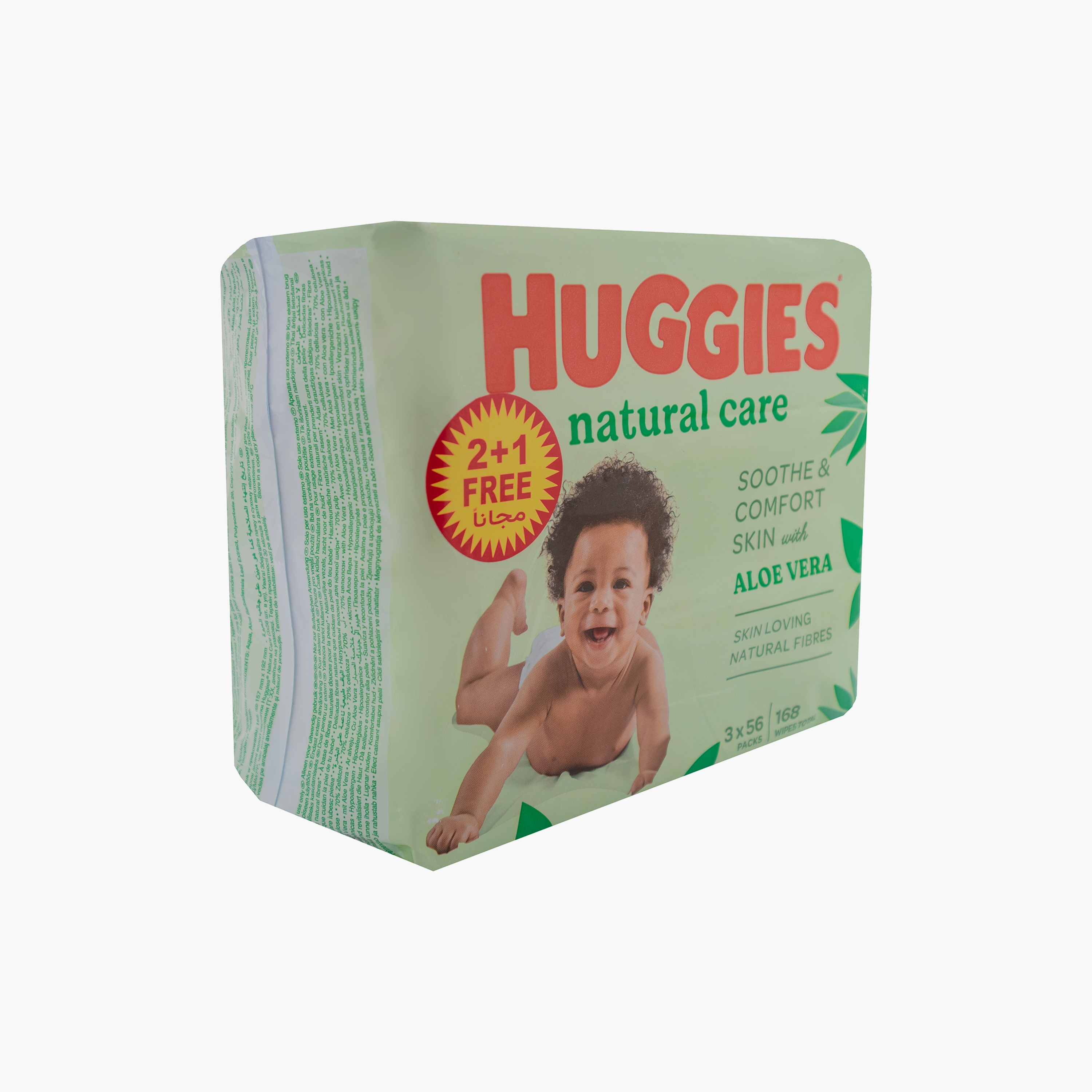 Huggies Pure Natural Care Wipes, Pack of 2 + 1 Free, 168 Wipes-baby-bathandcare-wipes-image-3