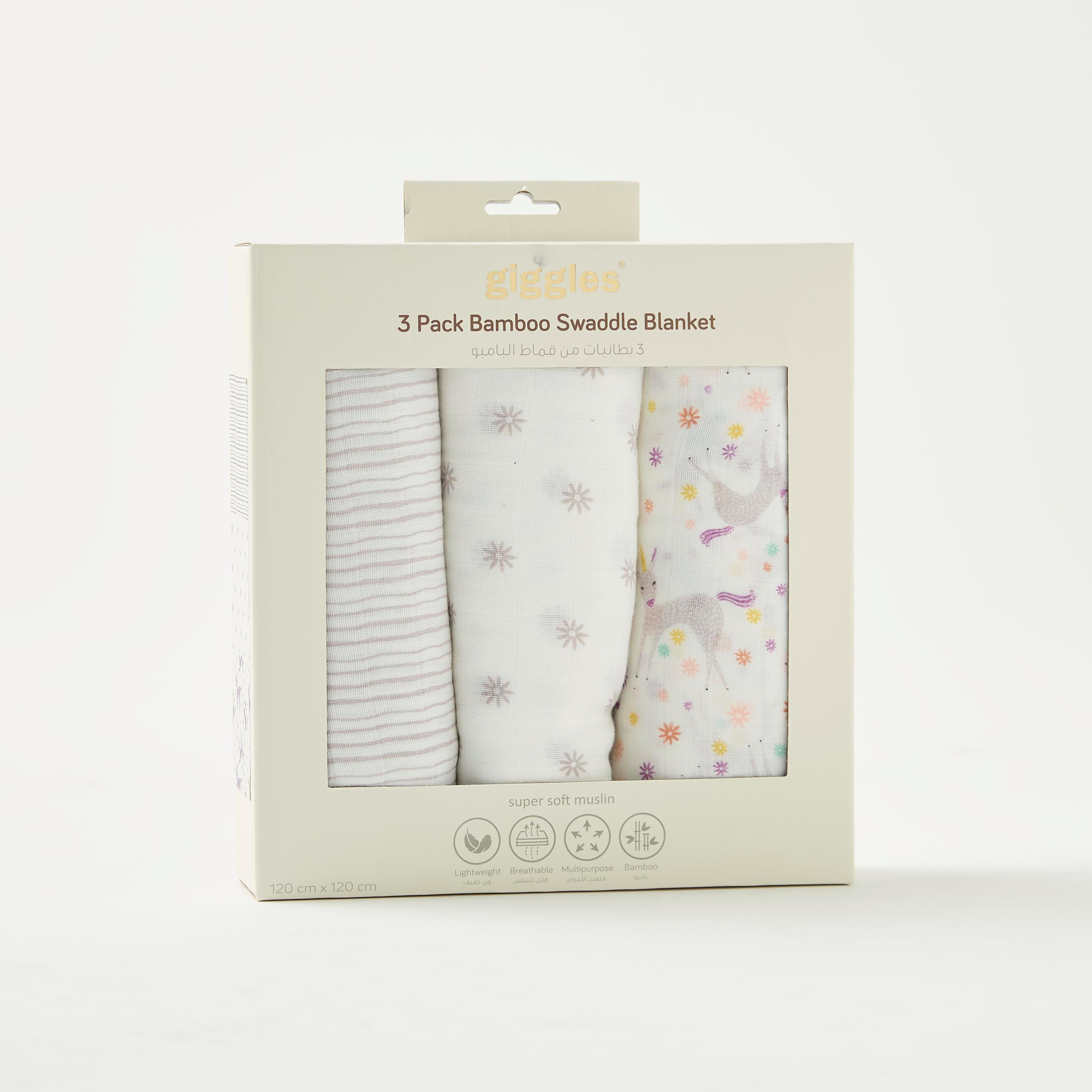 Giggles Printed Bamboo Muslin Swaddle Blanket - Set of 3-baby-nursery-blanketsandswaddles-swaddlesandsleepingbags-image-1