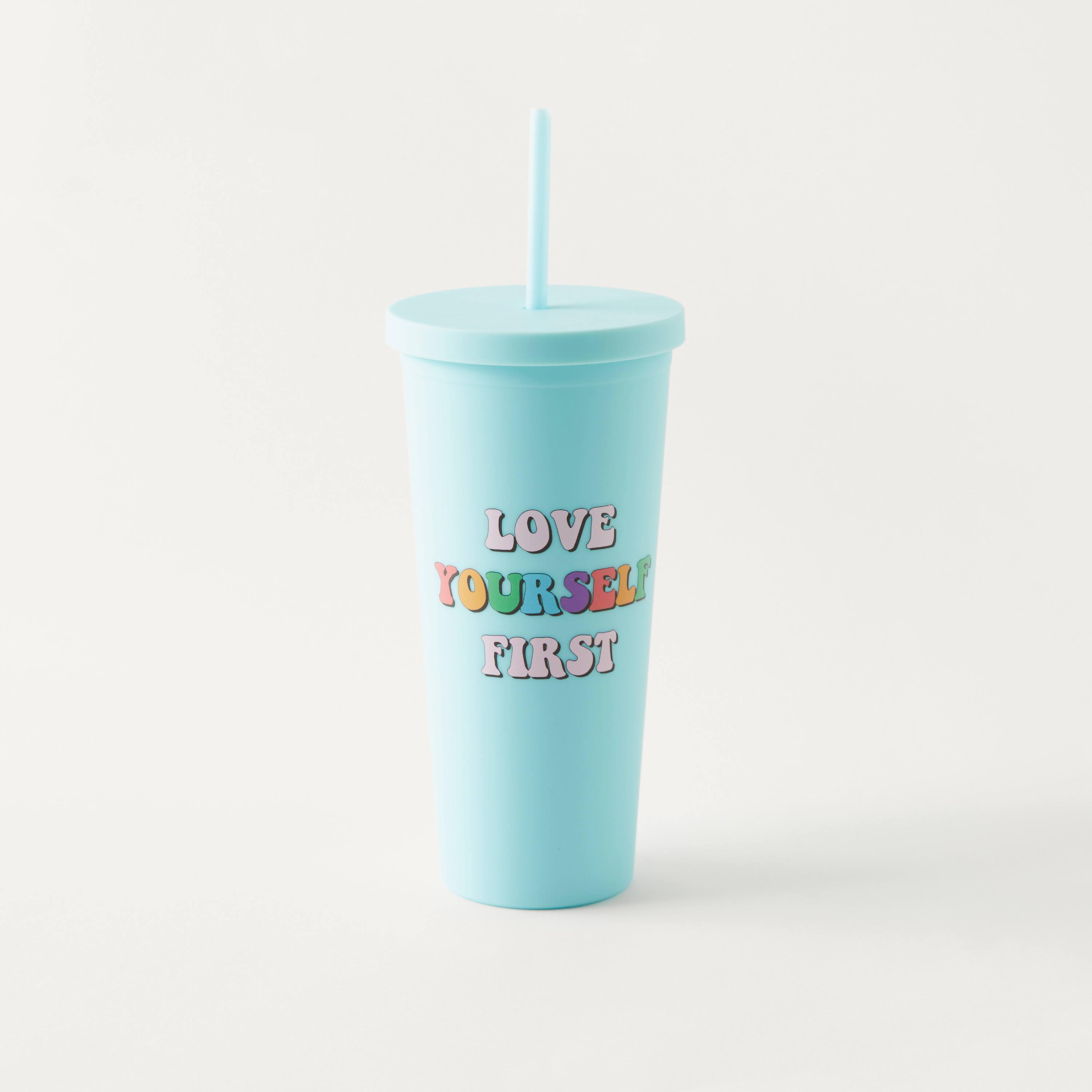 Slogan Print Tumbler with Straw - 700 ml-household-dining-teaandcoffee-travelmugsandsippers-image-1