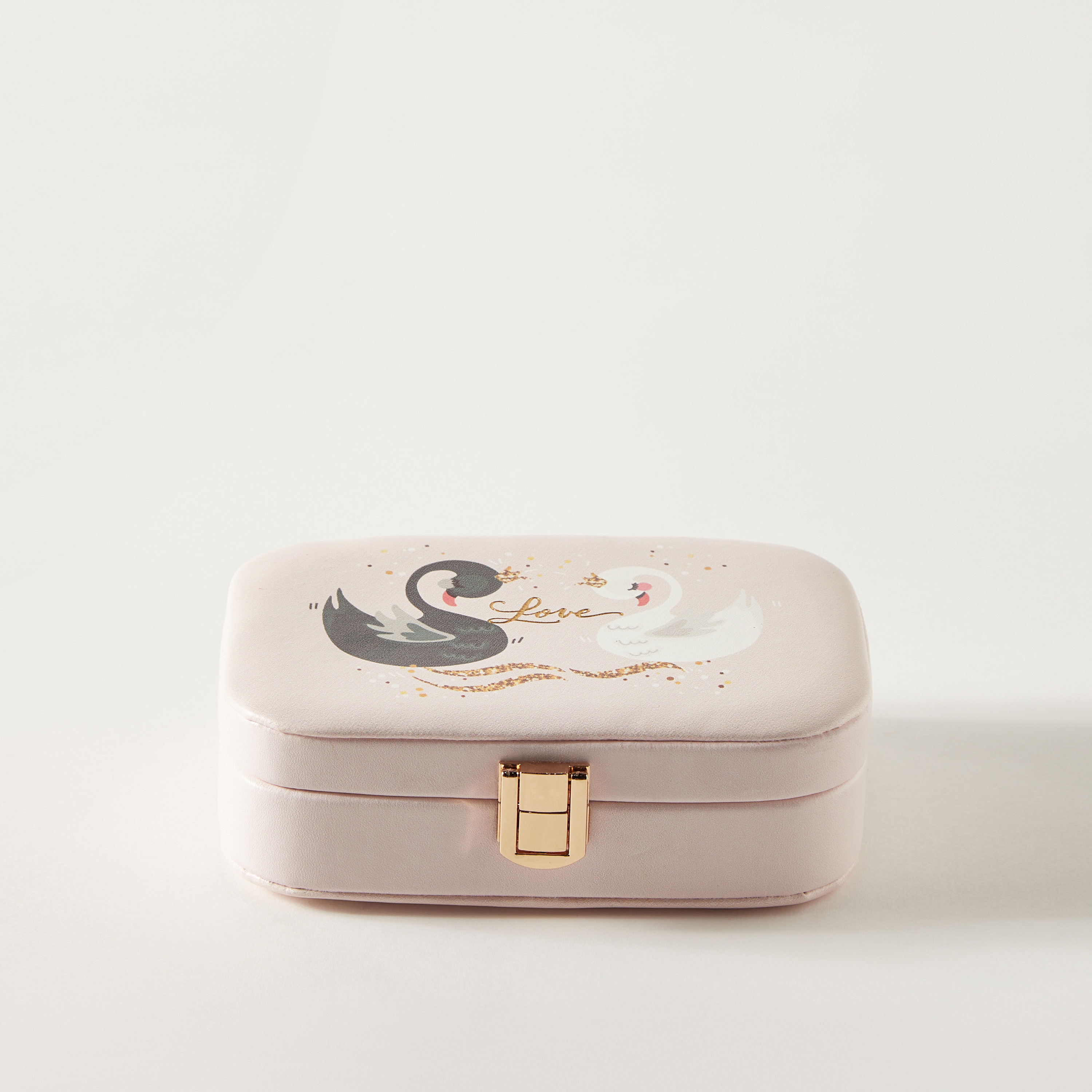 Swan Print Jewelry Box with Mirror and Lock - 15x11x5 cms-women-watchesandjewellery-jewellery-storage-image-1