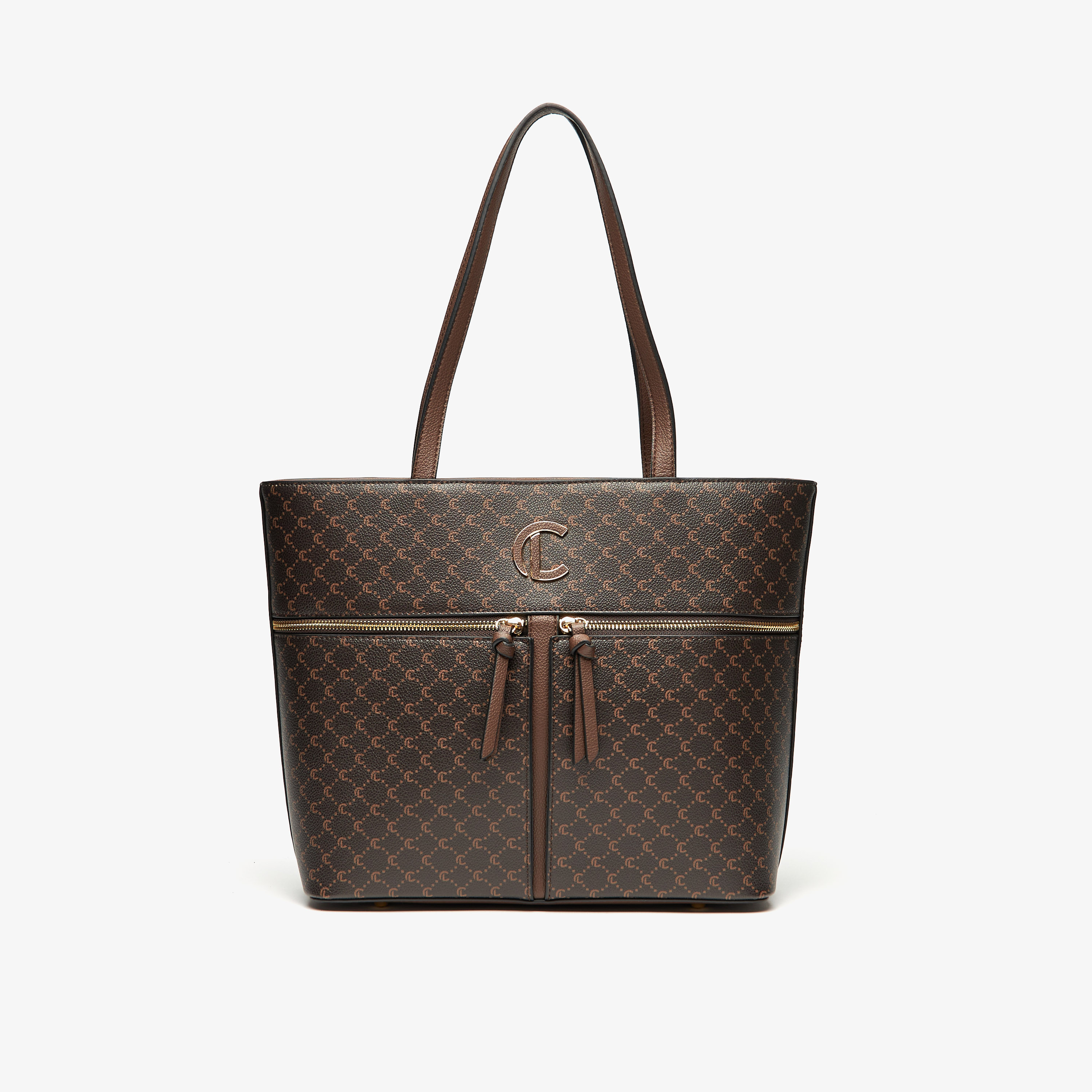 Le Confort Monogram Print Tote Bag with Zip Closure and Double Handle-women-bagsandwallets-handbags-image-1