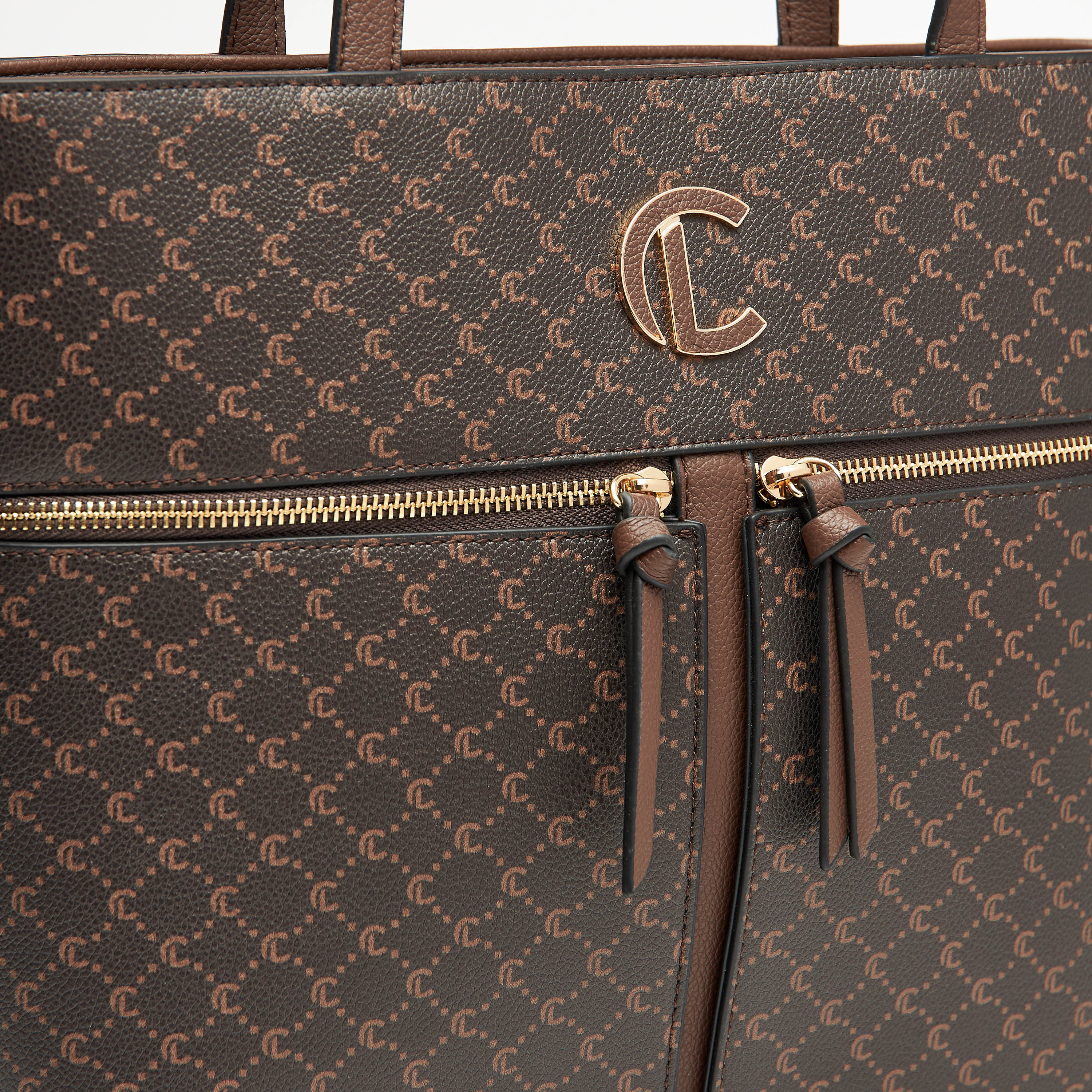 Le Confort Monogram Print Tote Bag with Zip Closure and Double Handle-women-bagsandwallets-handbags-image-3