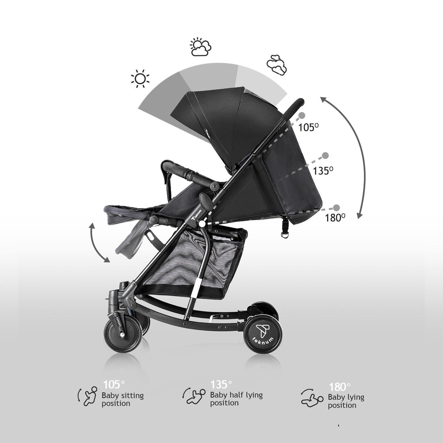 Teknum 2-In-1 Glide Comfort Stroller with Adjustable Canopy - Black-baby-gear-strollersandprams-strollers-image-15