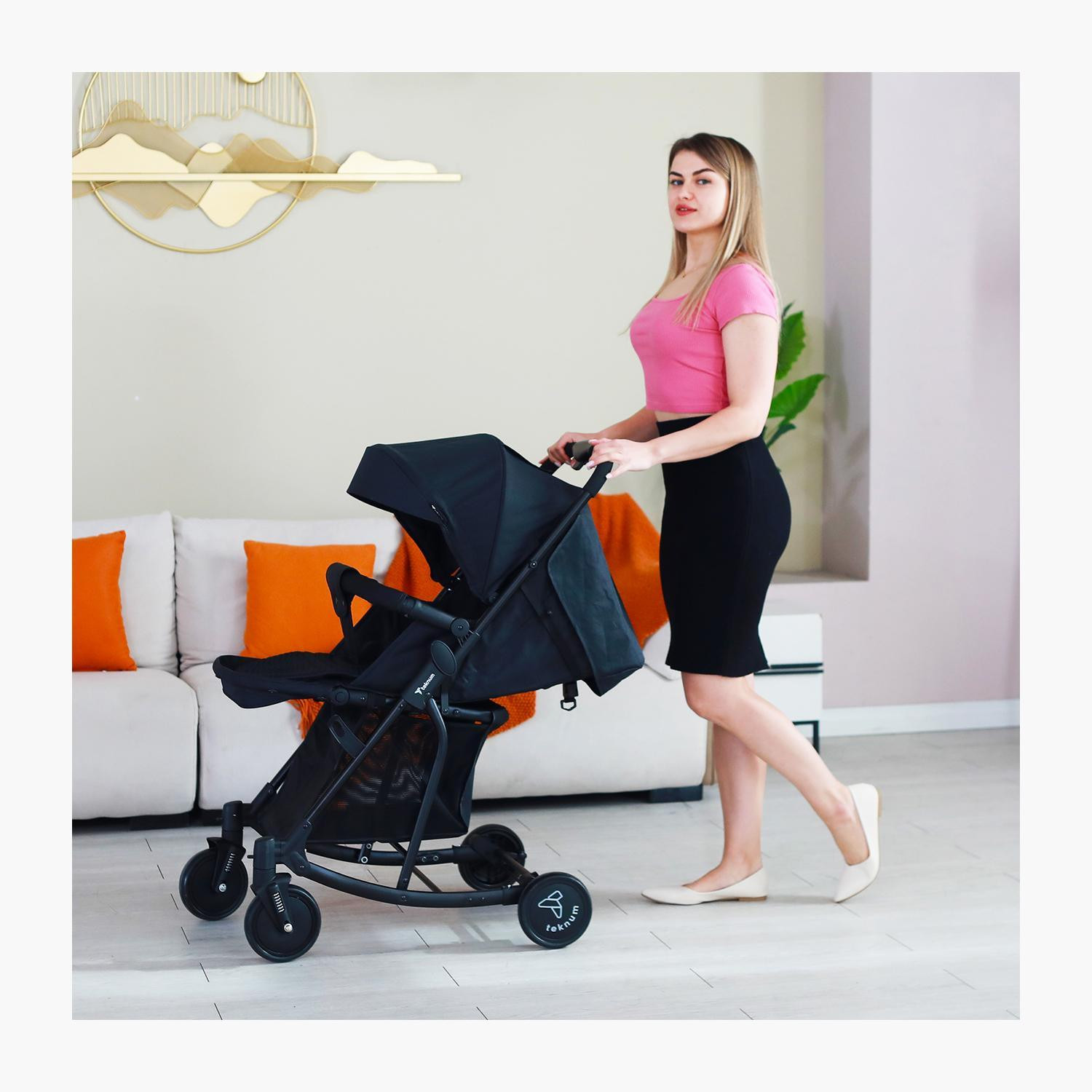 Teknum 2-In-1 Glide Comfort Stroller with Adjustable Canopy - Black-baby-gear-strollersandprams-strollers-image-16