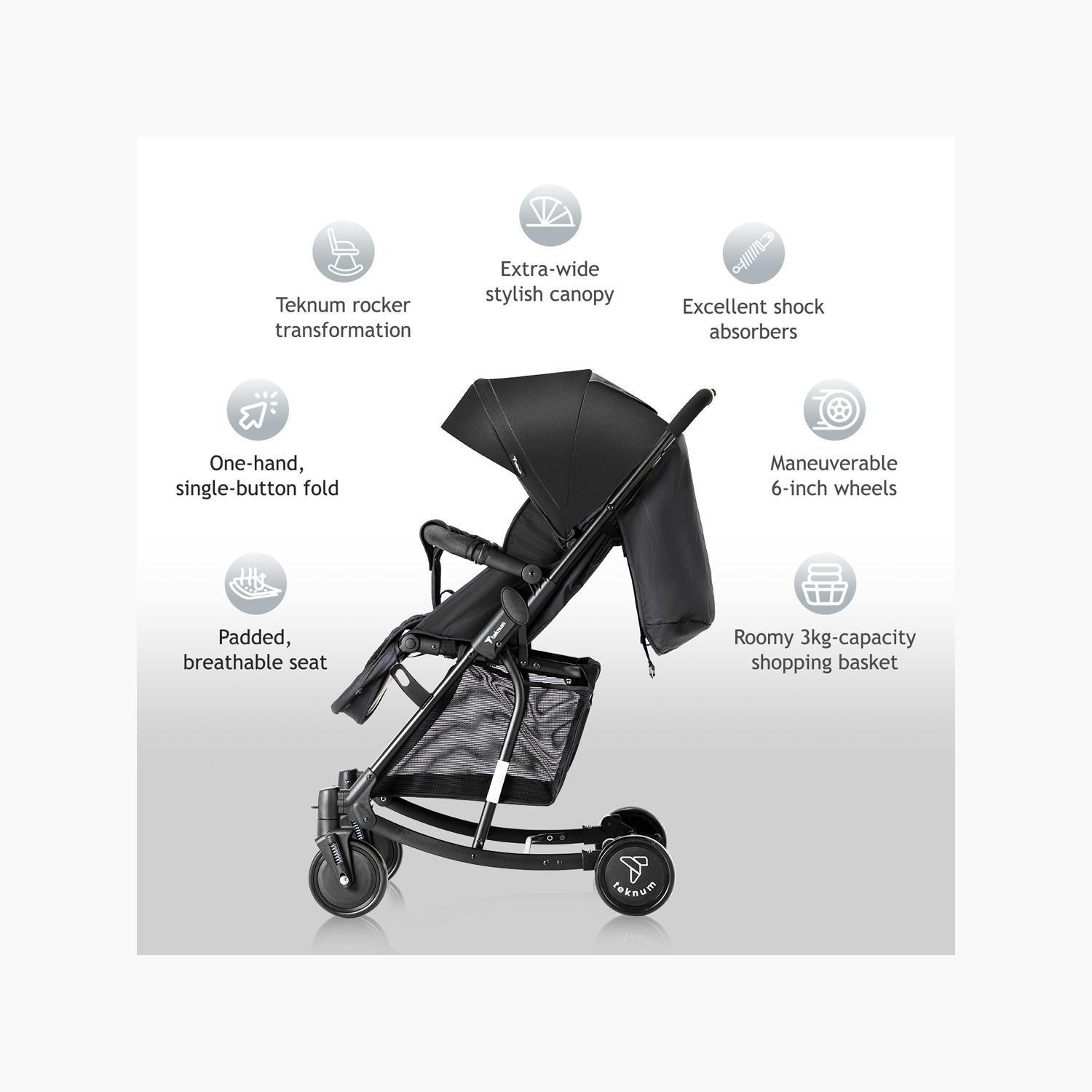 Teknum 2-In-1 Glide Comfort Stroller with Adjustable Canopy - Black-baby-gear-strollersandprams-strollers-image-9