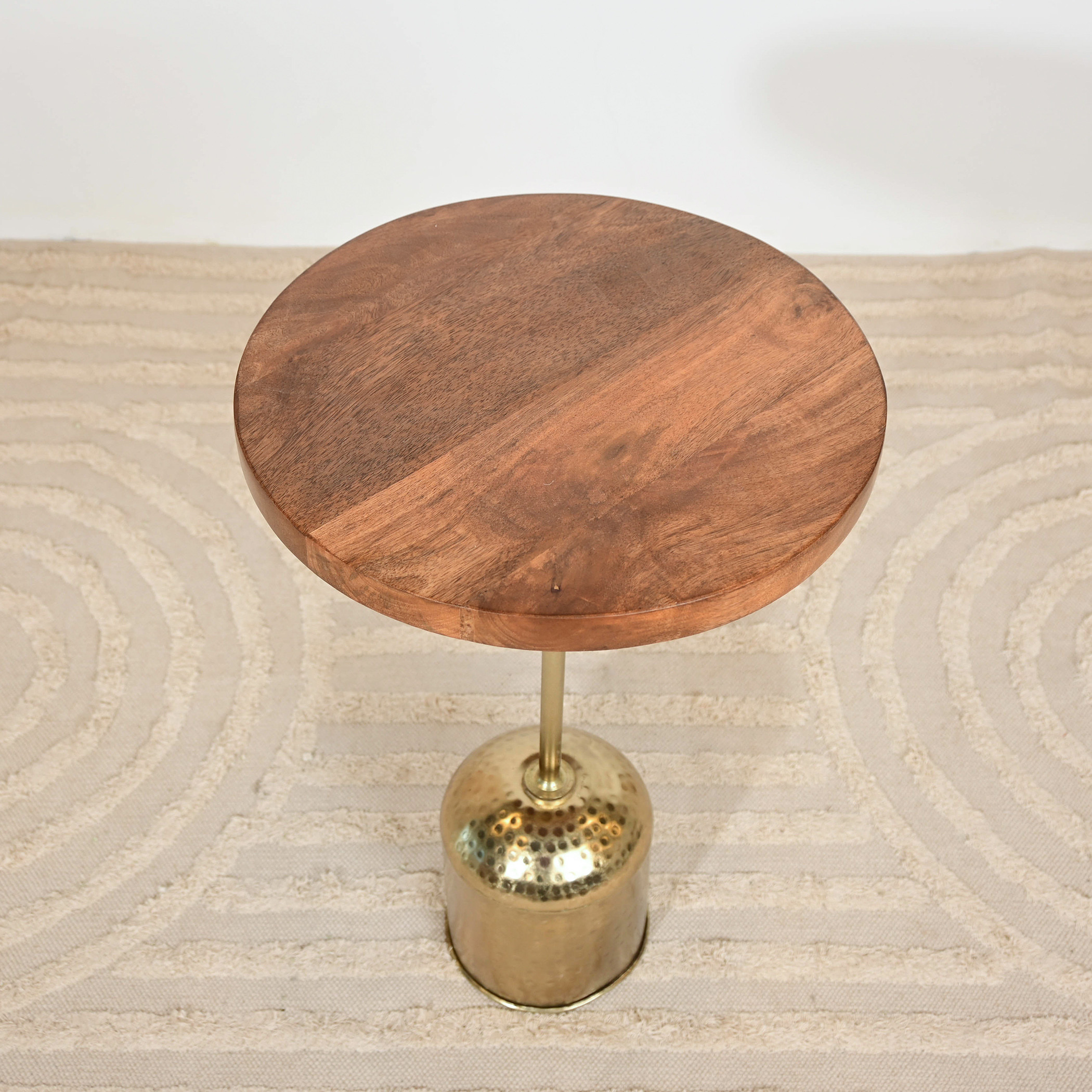 Home Carving Wooden Top Side Table with Pedestal Base - 59x36x59 cms-furniture-livingroom-sideandendtables-image-3
