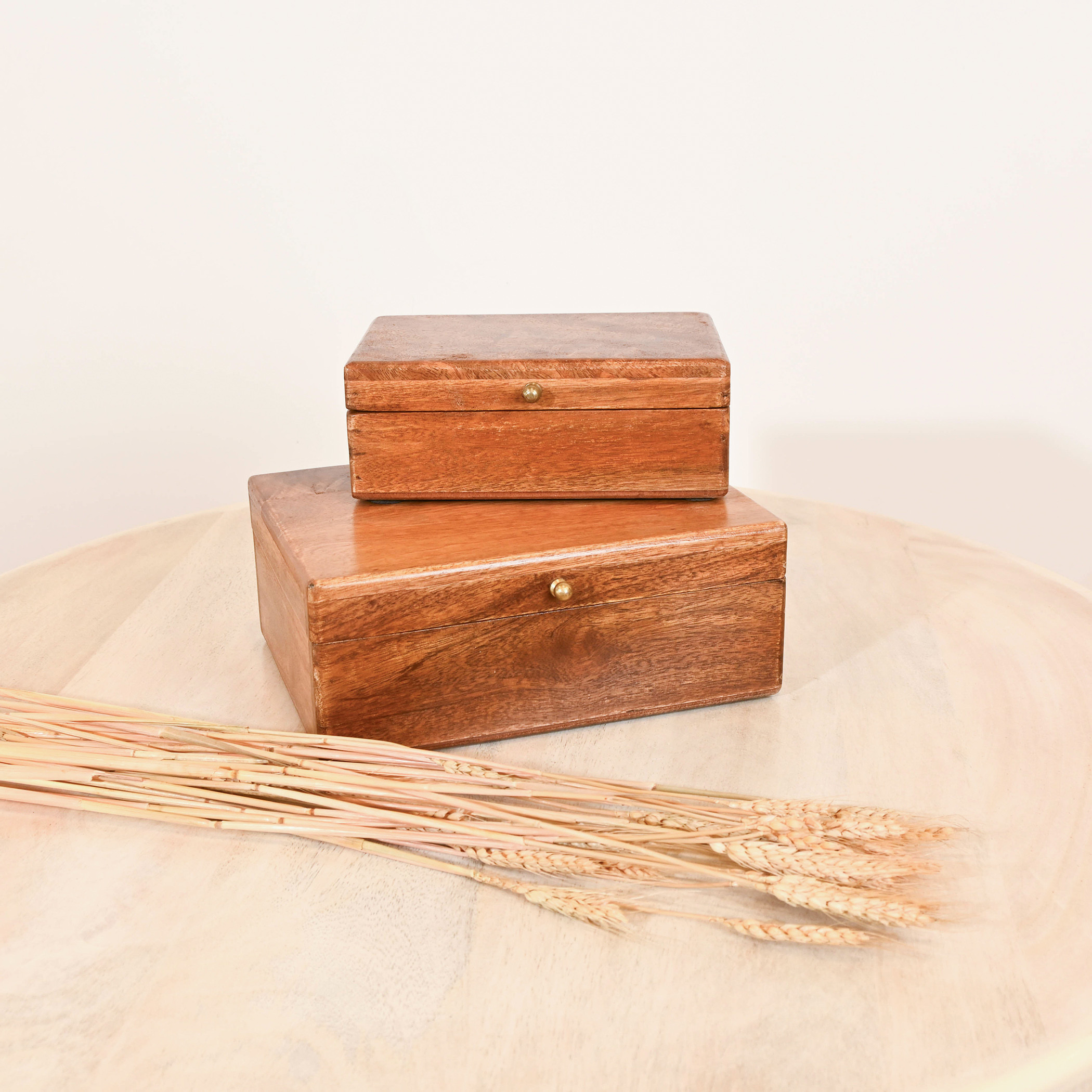 Home Carving 2-Piece Wooden Decorative Box Set-household-decor-boxesandtrays-image-1