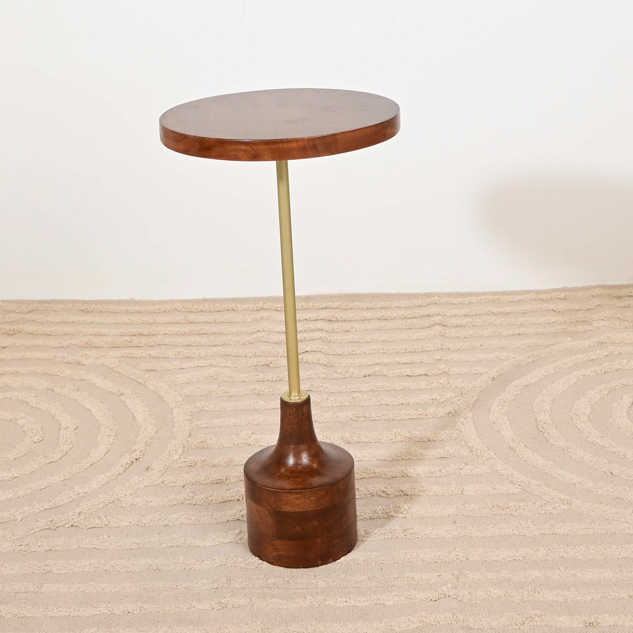 Home Carving Wooden Top Side Table with Pedestal Base - 60x32x60 cms-furniture-livingroom-sideandendtables-image-2