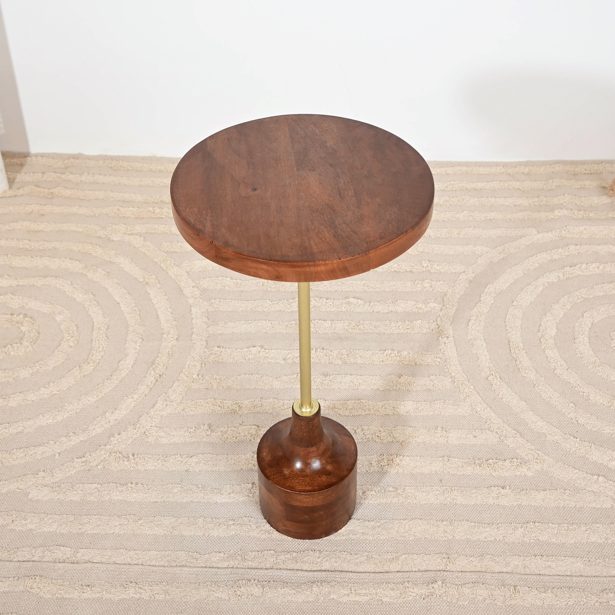 Home Carving Wooden Top Side Table with Pedestal Base - 60x32x60 cms-furniture-livingroom-sideandendtables-image-3