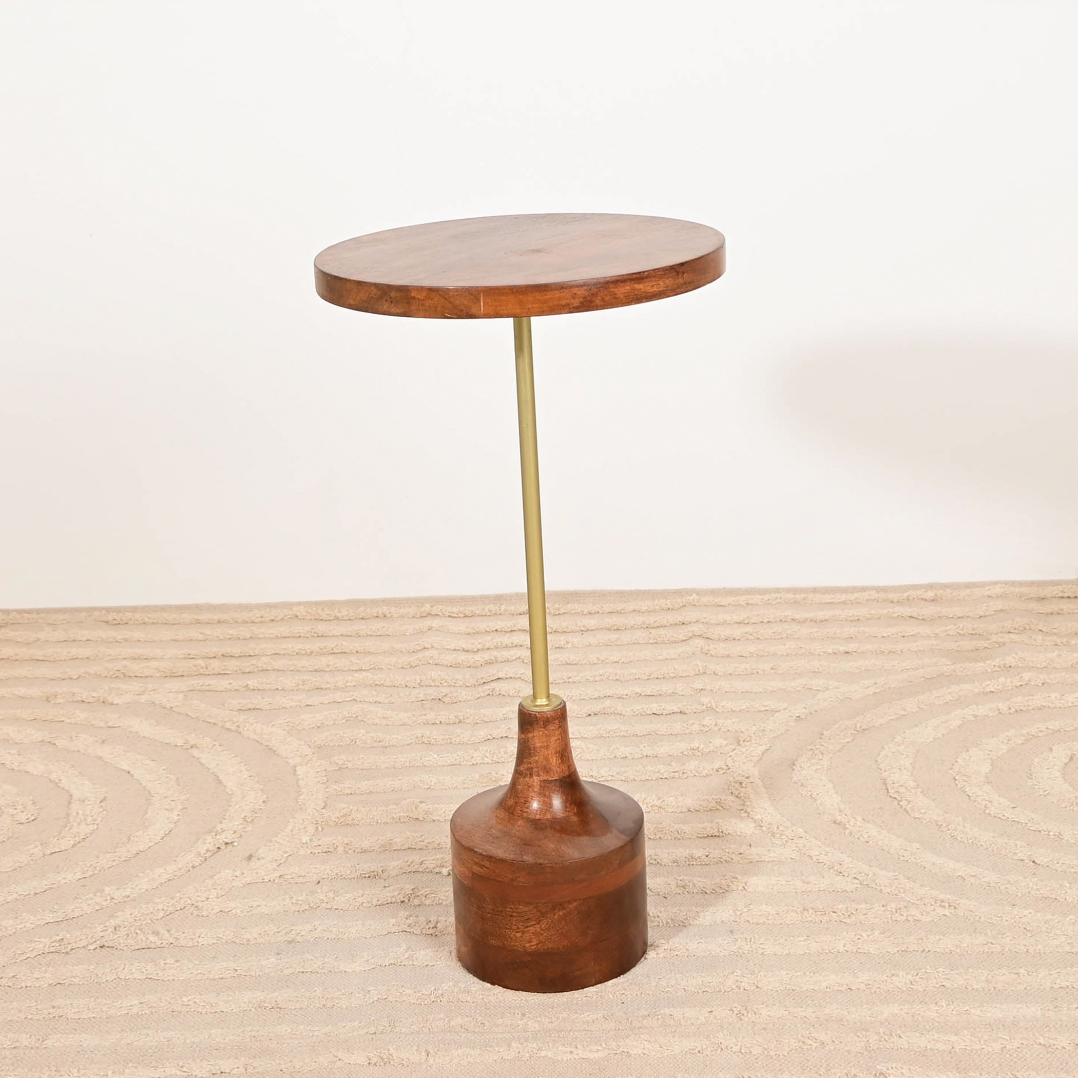 Home Carving Wooden Top Side Table with Pedestal Base - 66x35x66 cms-furniture-livingroom-sideandendtables-image-2