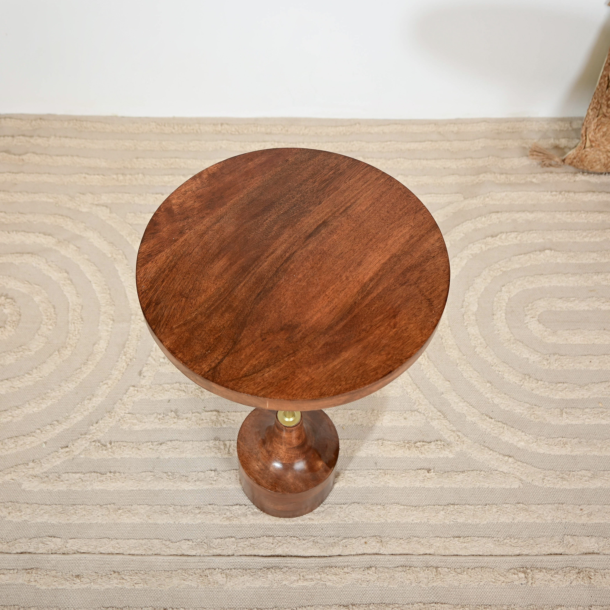 Home Carving Wooden Top Side Table with Pedestal Base - 66x35x66 cms-furniture-livingroom-sideandendtables-image-5