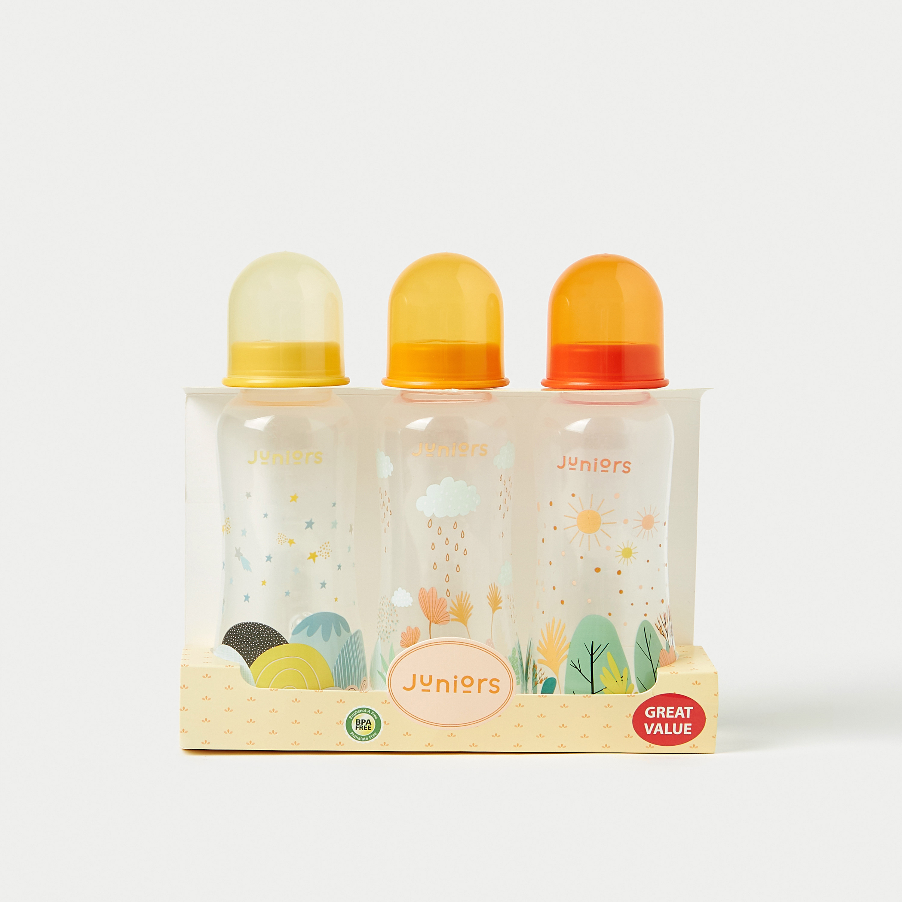Juniors 3-Piece Space Print Feeding Bottle Set - 250 ml-baby-feeding-feedingbottles-bottlesandteats-image-1