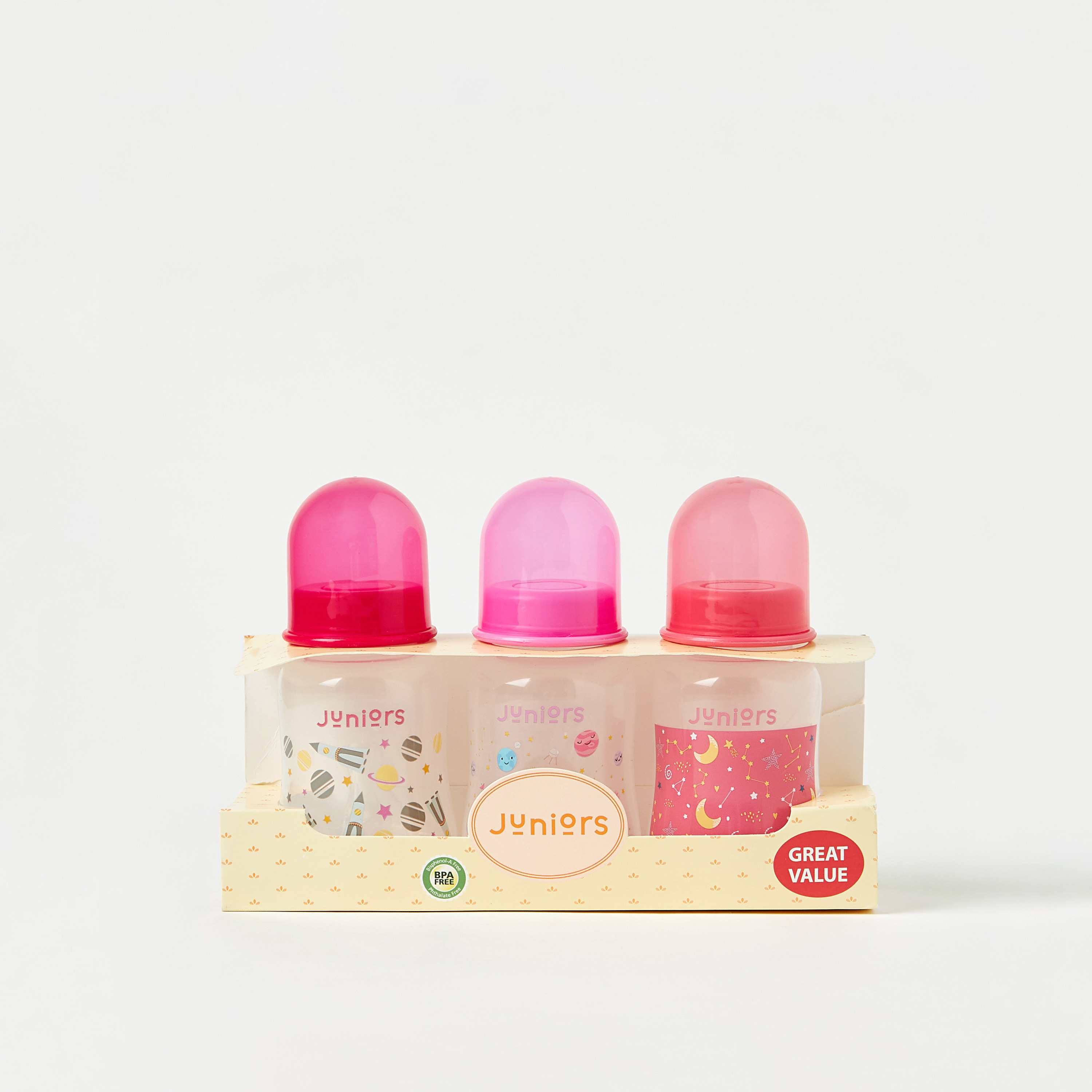 Juniors 3-Piece Dinosaur Print Feeding Bottle Set - 120 ml-baby-feeding-feedingbottles-bottlesandteats-image-1