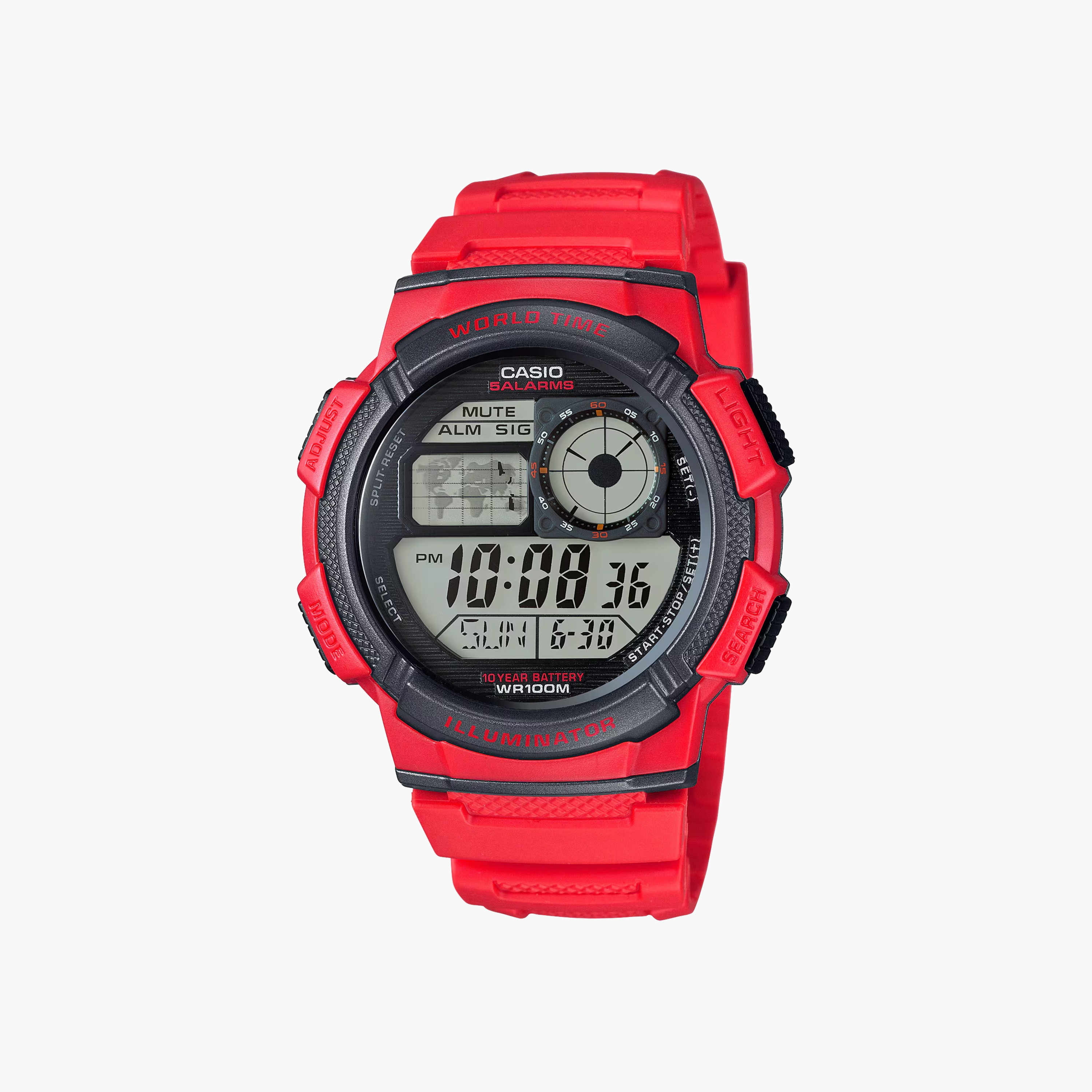 Casio Digital Sport Watch Red Resin Strap-men-watchesandjewellery-watches-image-1