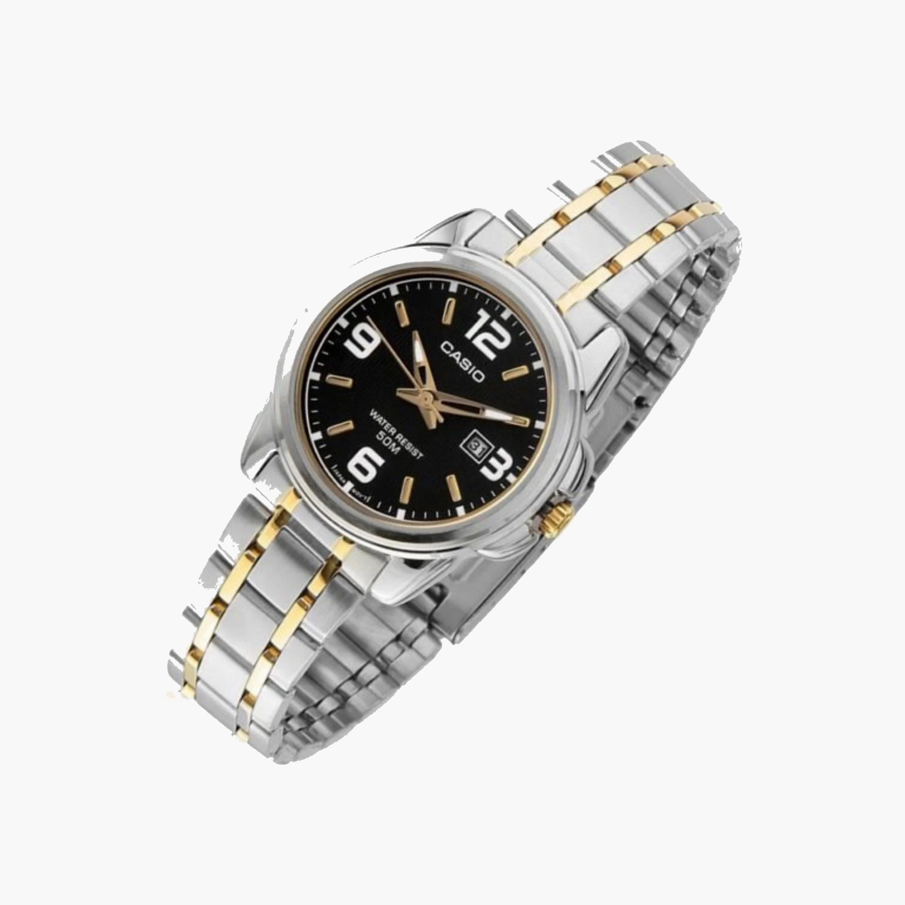 ساعة كاسيو تناظرية ثنائية اللون من الفولاذ المقاوم للصدأ-women-watchesandjewellery-watches-image-2