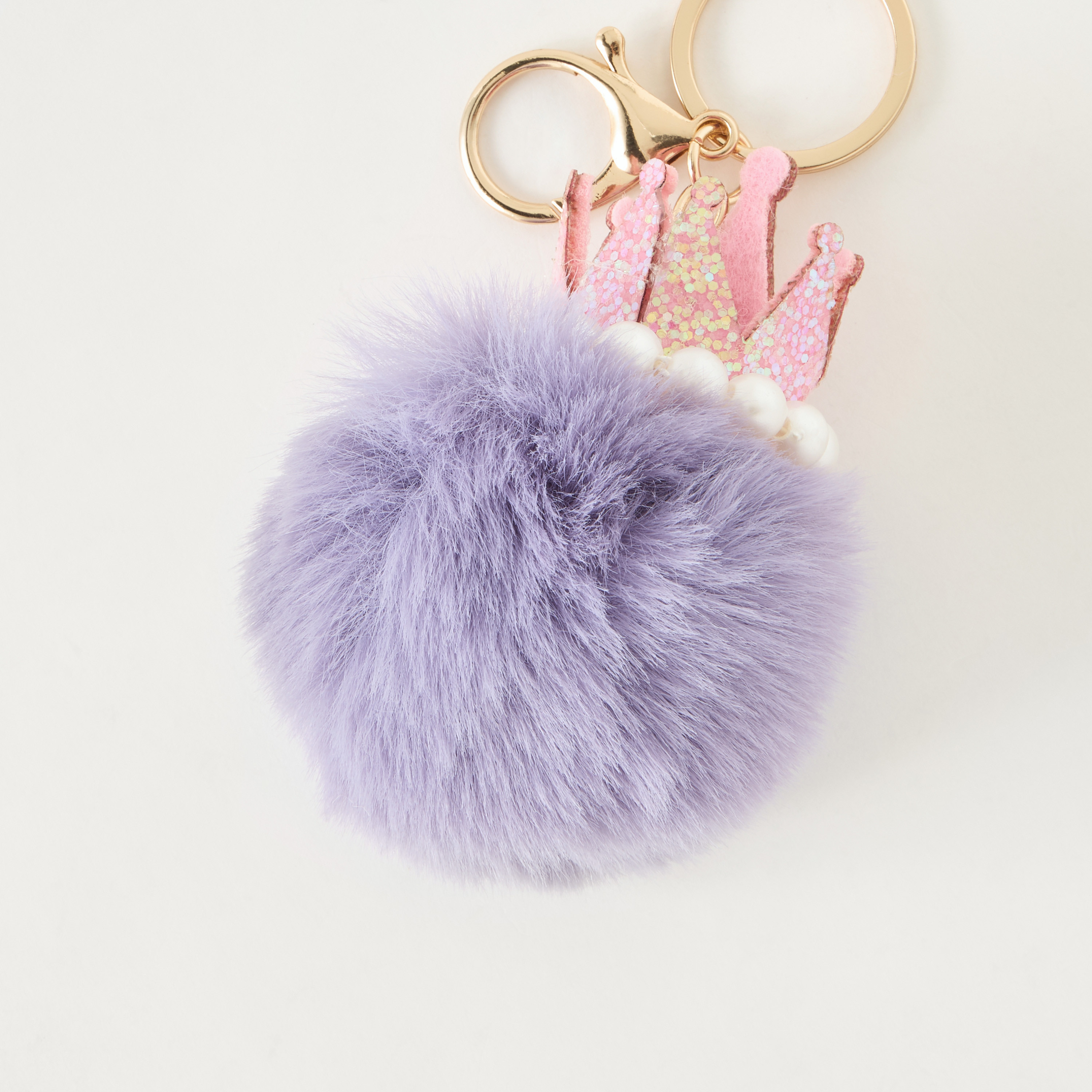 Crown Detail Pom-Pom Keychain with Hook-girls-accessories-keyringsandbagcharms-image-3